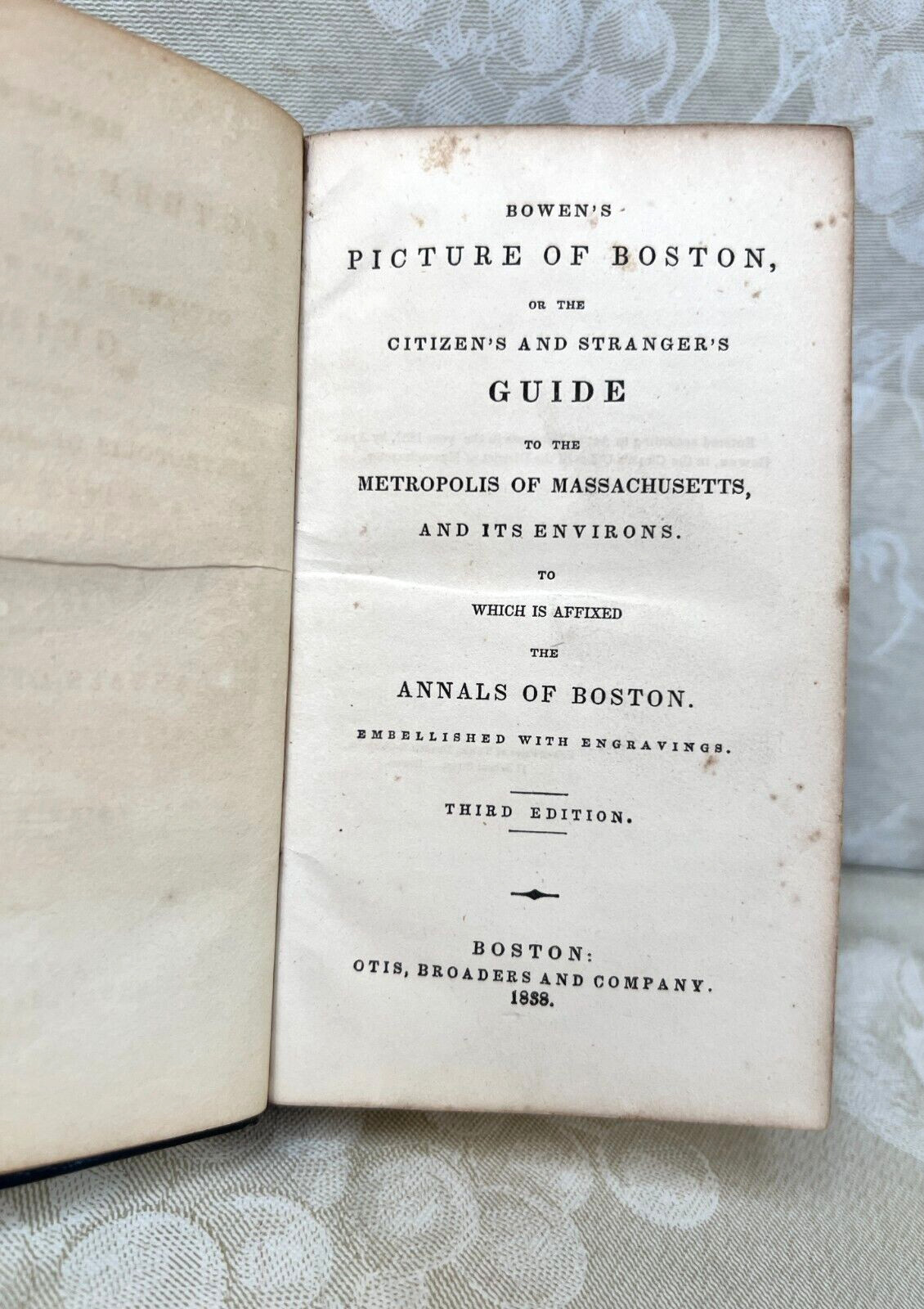 Bowen’s Picture of Boston Book w/ two Folding Maps 1838, 3rd Edition