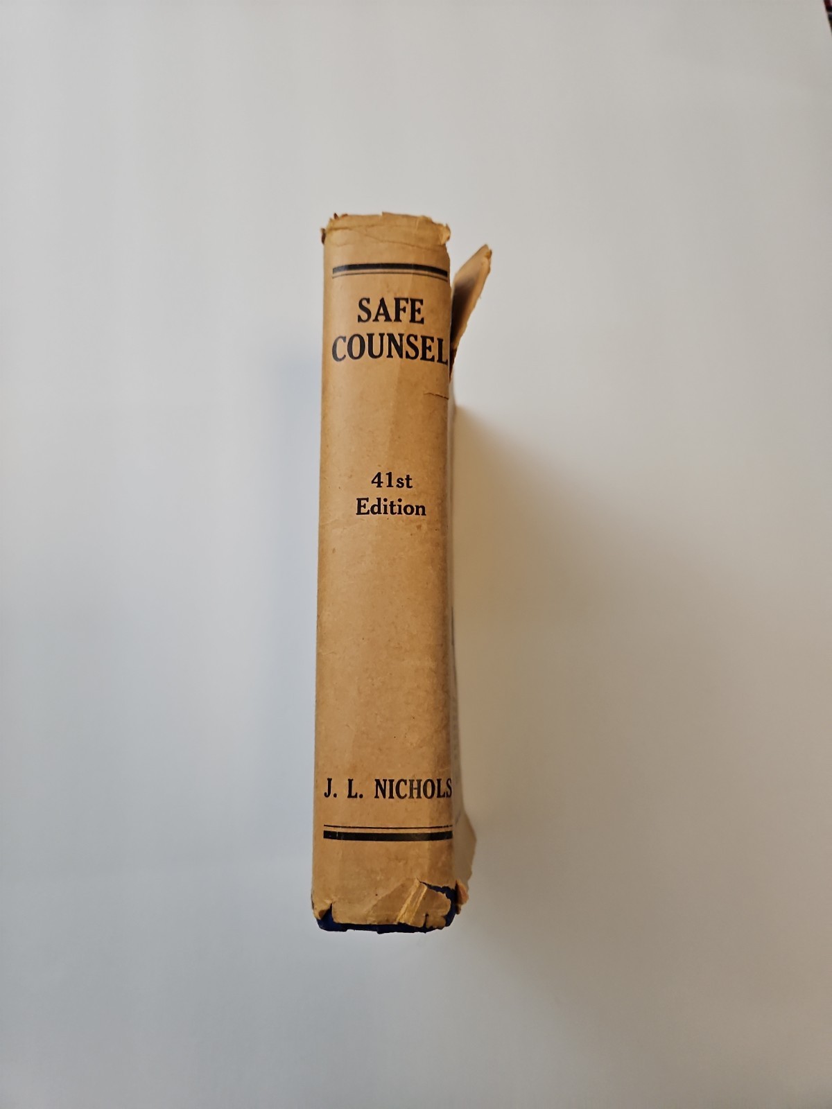 1934 „Safe Counsel“ or Practical Eugenics by Jefferis & Nichols – HC