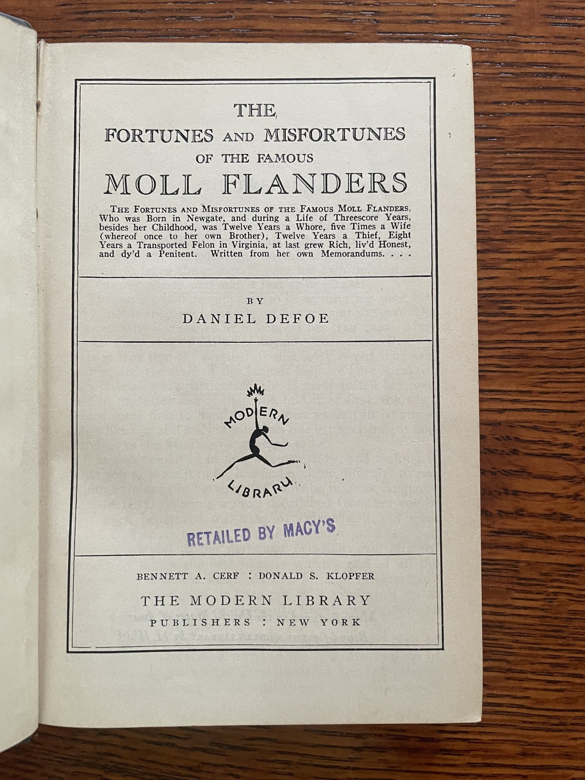 Modern Library Flexi w/ Jacket – Moll Flanders by Daniel Defoe, #122