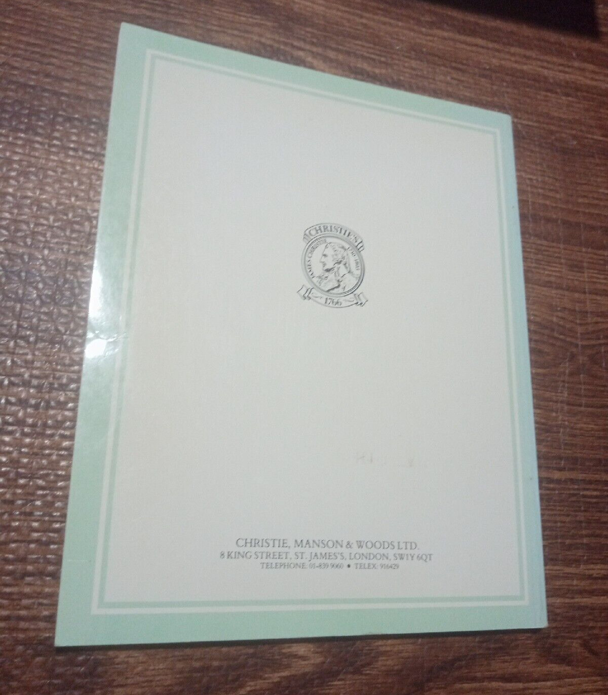 CHRISTIE’S LONDON – FINE ENGLISH FURNITURE & CARPETS THURSDAY 31 JANUARY 1985