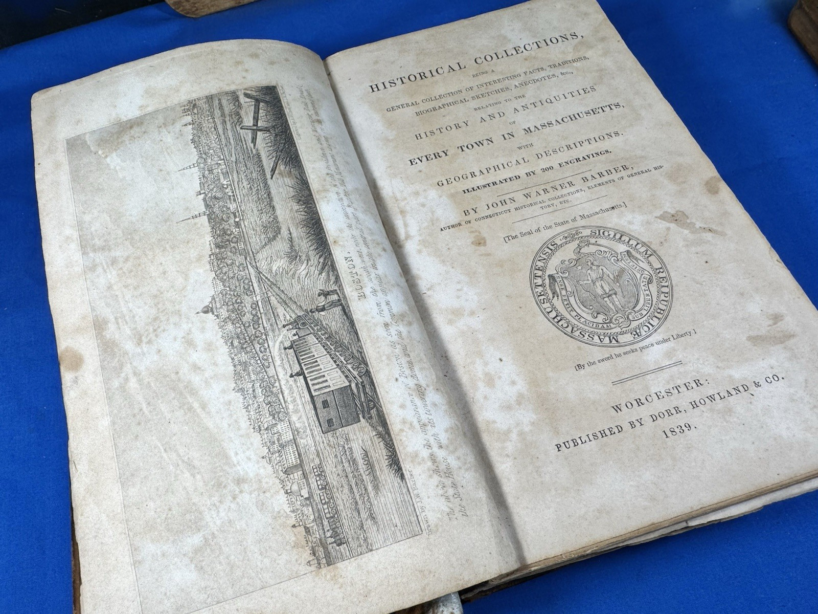 1839 Every Town in MA, John Barber 200 Engravings, Boston, Nantucket, Salem