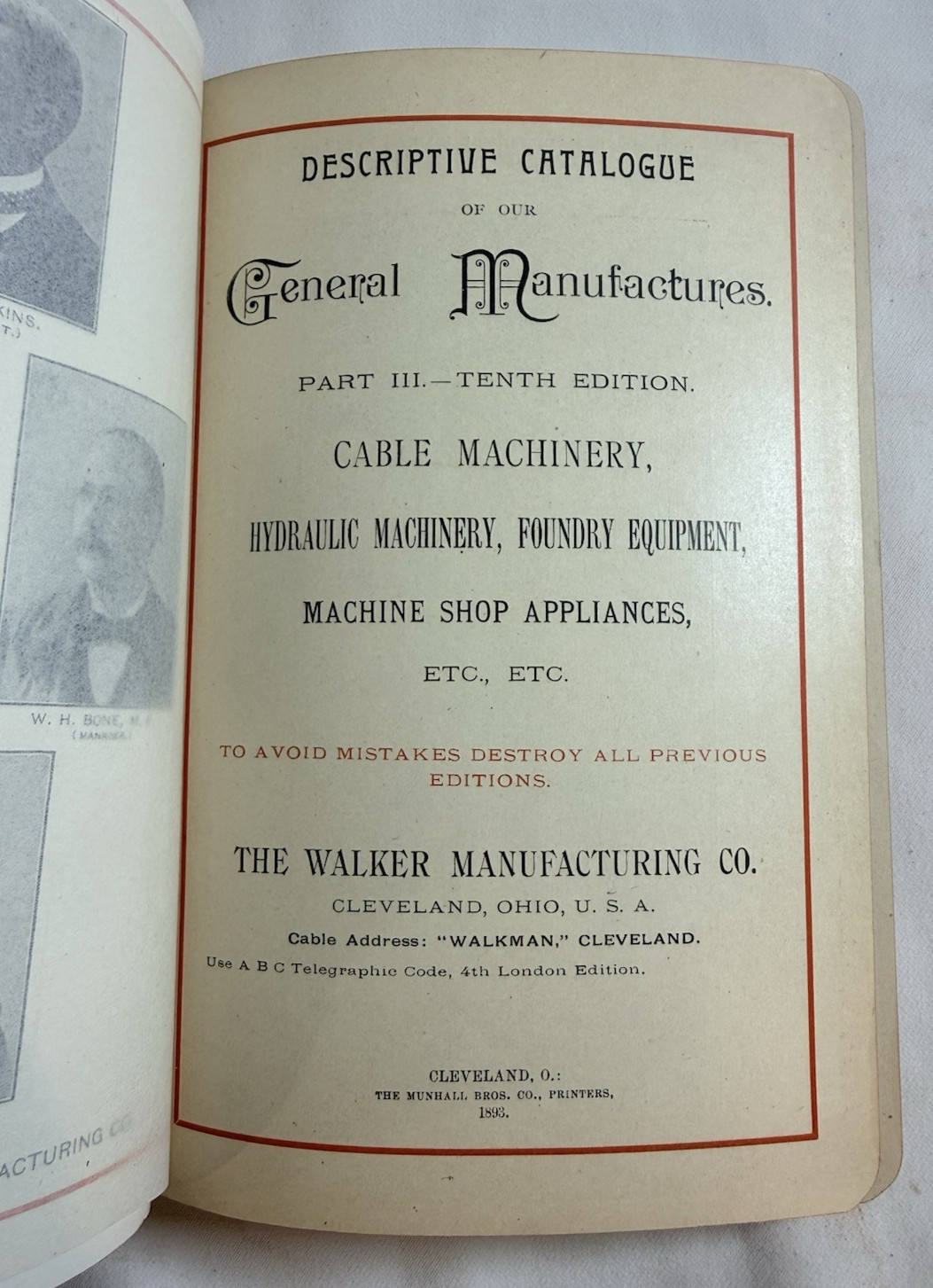 1893 Walker Manufacturing Co. Catalog – Hydraulic, Cable and General Machinery