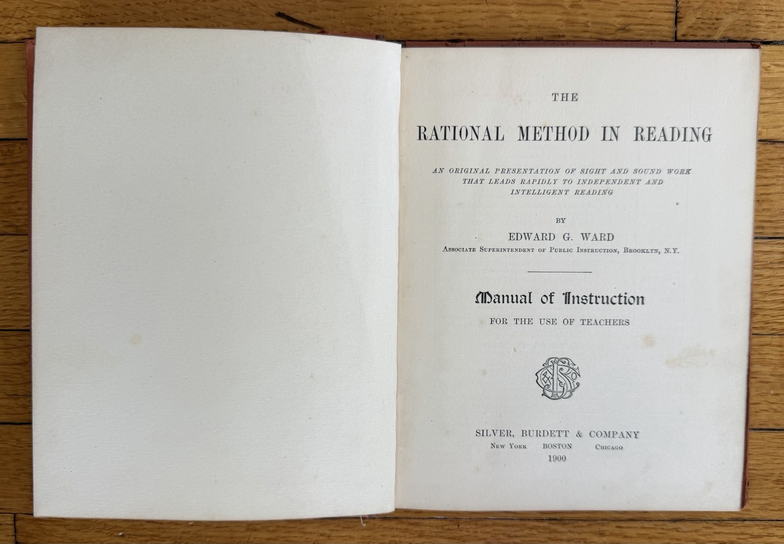 1900 Rationale Method in Reading Edward G Ward Teacher Manual Antique