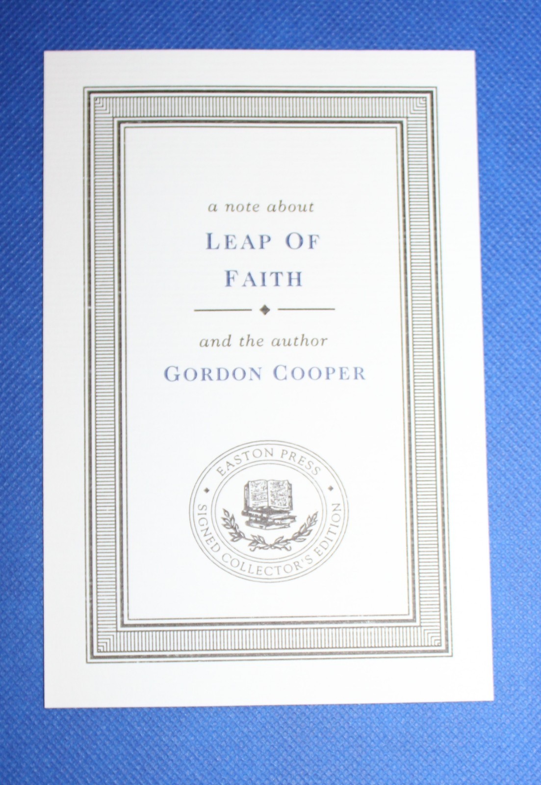 Easton Press Leap of Faith by Gordon Cooper – Signed Edition – FINE / RARE
