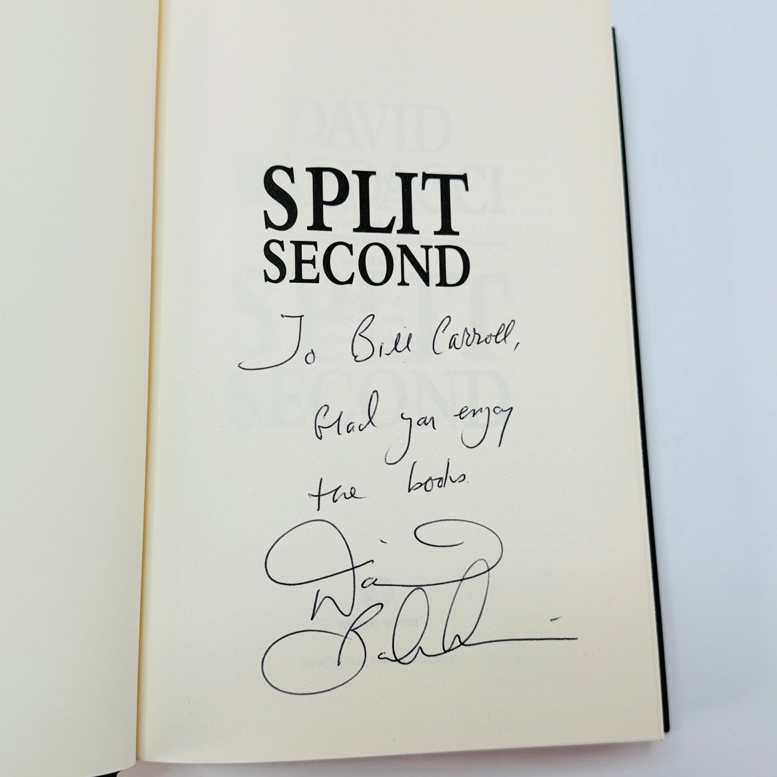 ? SPLIT SECOND by David Baldacci – Signed Inscribed 1st/1st HC DJ Like New