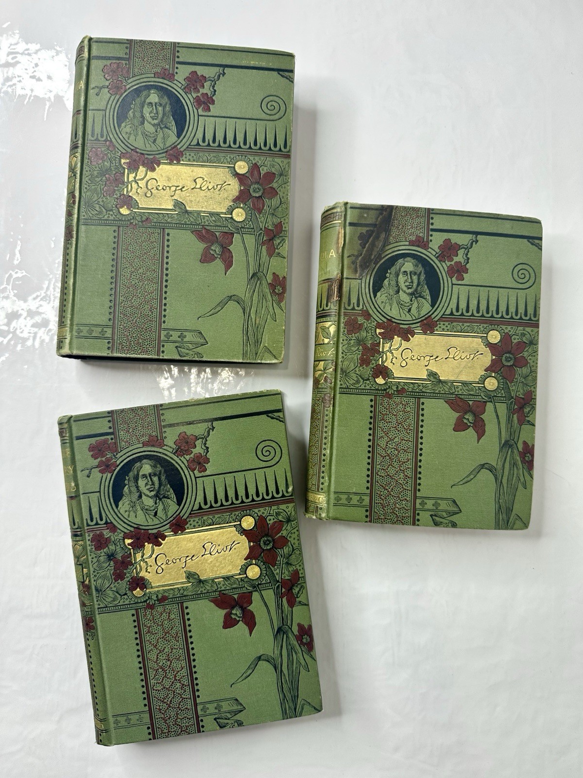 ? Antique George Eliot 3 Book Lot Belford Clarke Decorative Hardcover 1800s