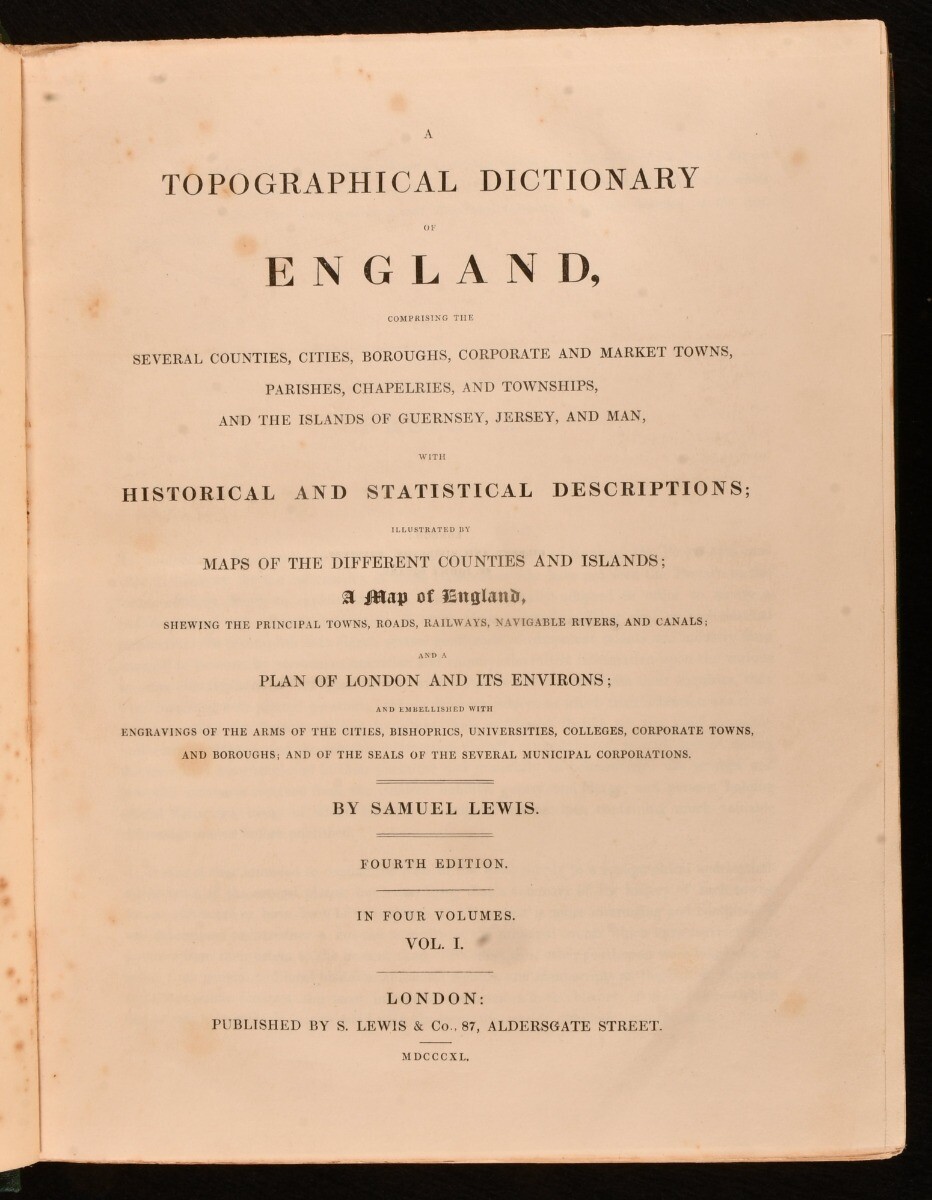 1840 5vol A Topographical Dictionary of England Samuel Lewis Atlas Folding Maps