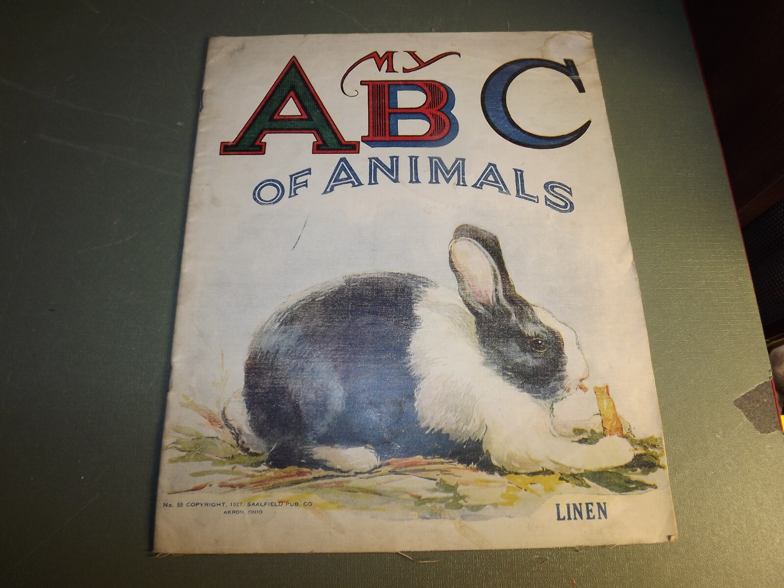1927 Saalfield Pub Co Linen Book; My ABC of Animals #55