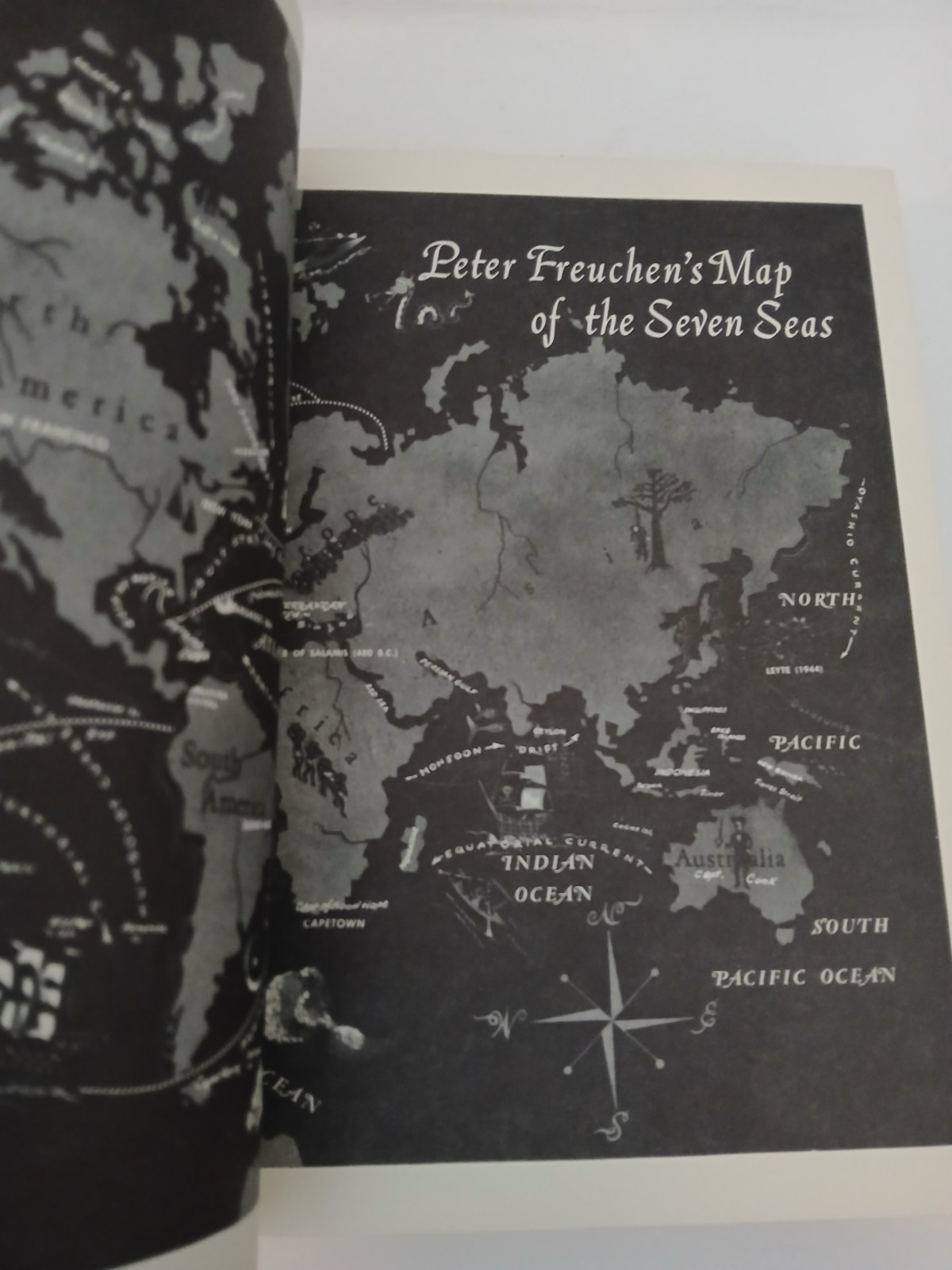 Vintage 1957 1st Edition Peter Freuchen Book of the Seven Seas HC Maps Illust
