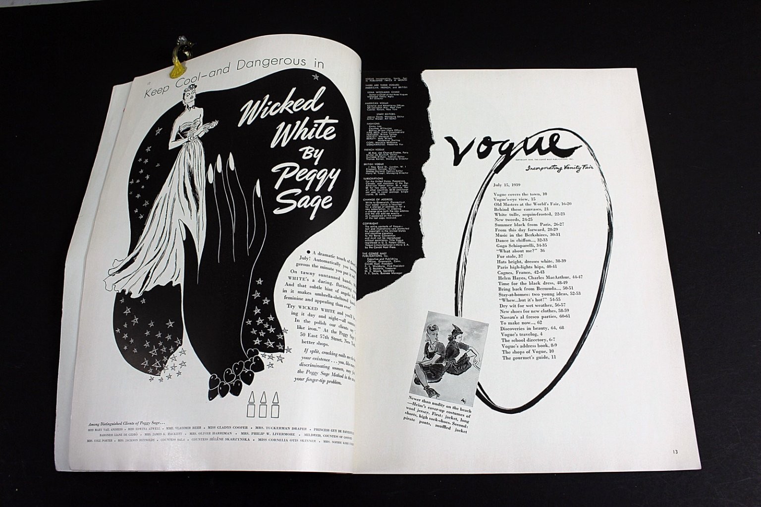 Vogue Magazine July 15 1939 Between-Seasons Fashions Illustrated
