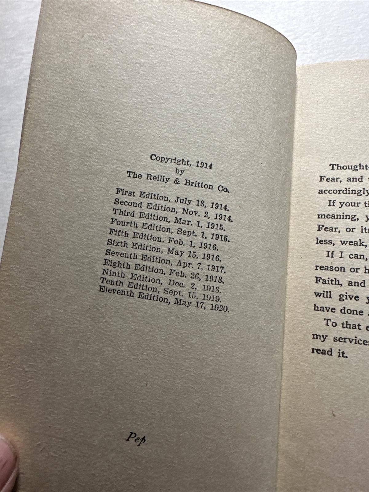 Pep book, Col. WM. C. Hunter. The Reilly & Lee Co.