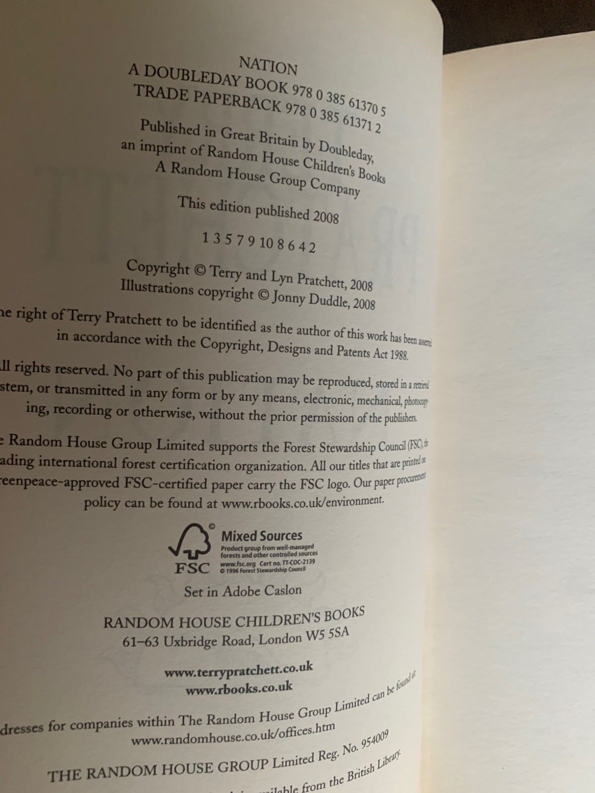 Terry Pratchett – Nation – HB First Edition
