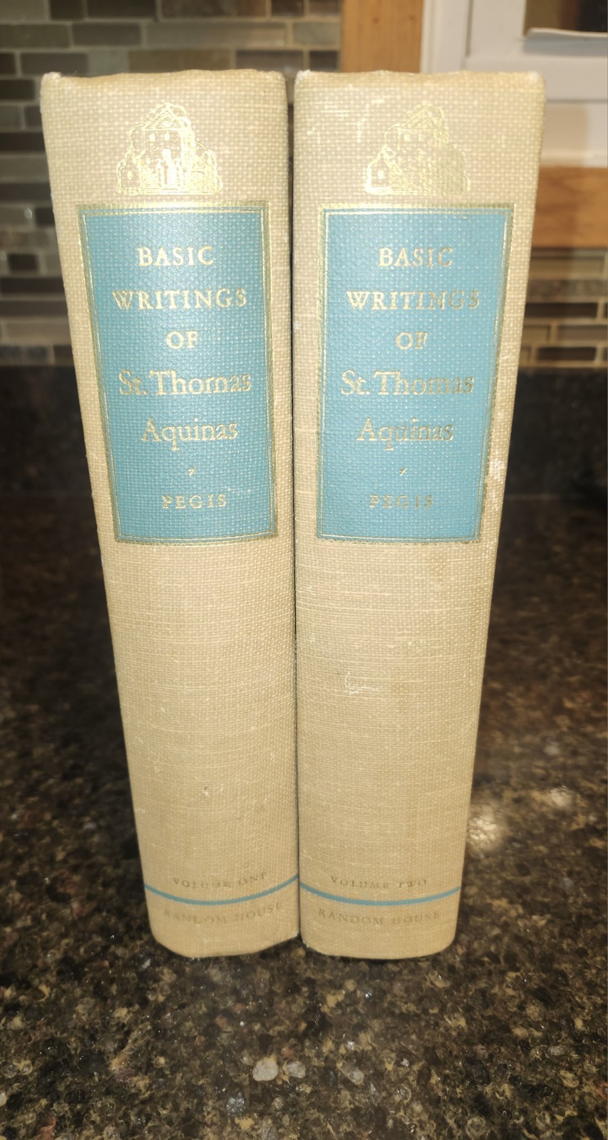 St Thomas Aquinas Vol I & II HC Book Anton Pegis 1945 Random House Christianity