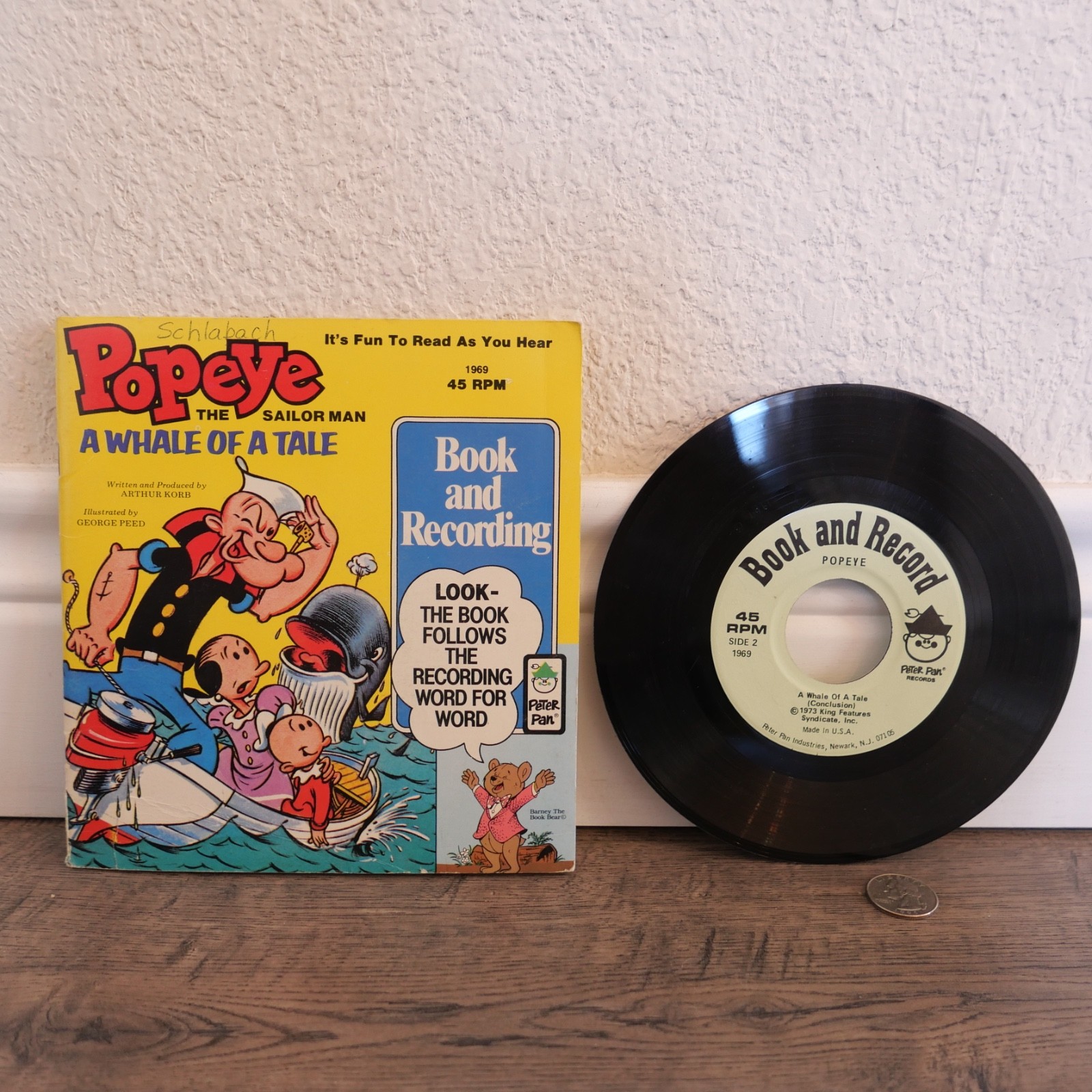 Popeye the Sailor Man: A Whale of a Tale Book&Recording 1969 45RPM
