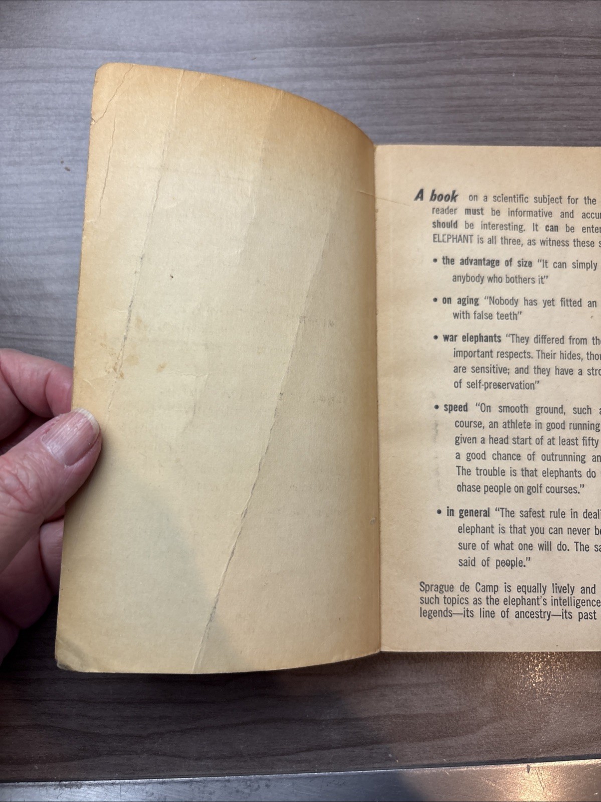 L. Sprague de Camp-Elephant-First edition Paperback original 1964 Non-fiction!