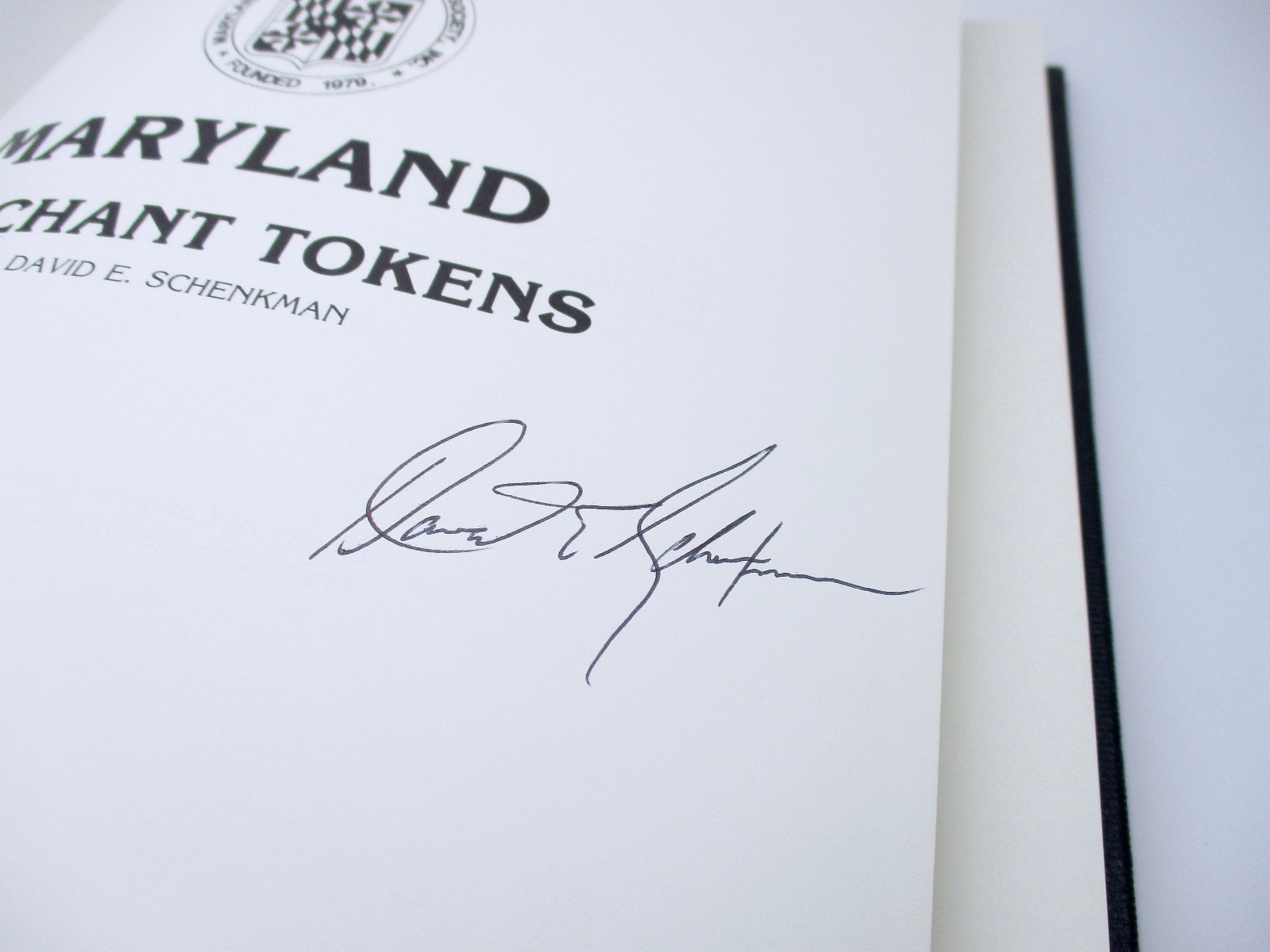 •• Signed • Maryland Merchant Tokens • Schenkman 1986 1st Edition Hardcover Book