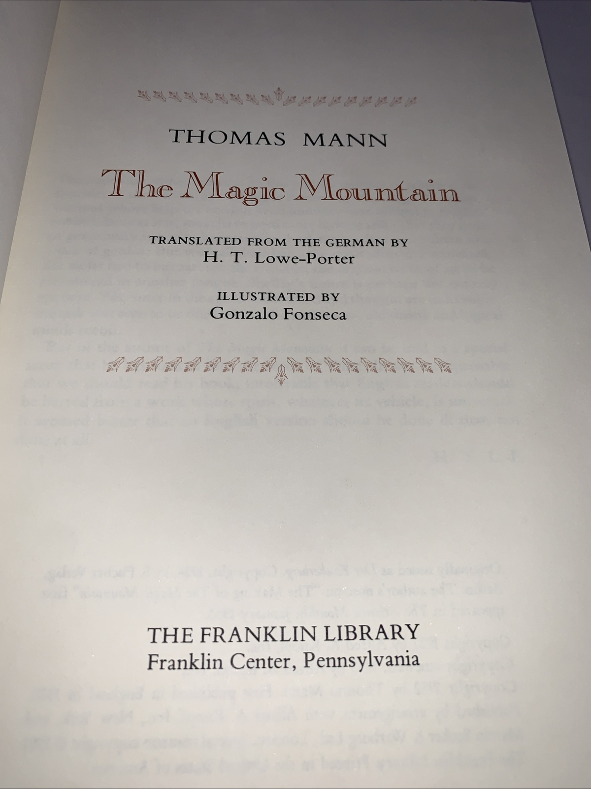 THOMAS MANN – The Magic Mountain – Franklin Library 1981 Hardback