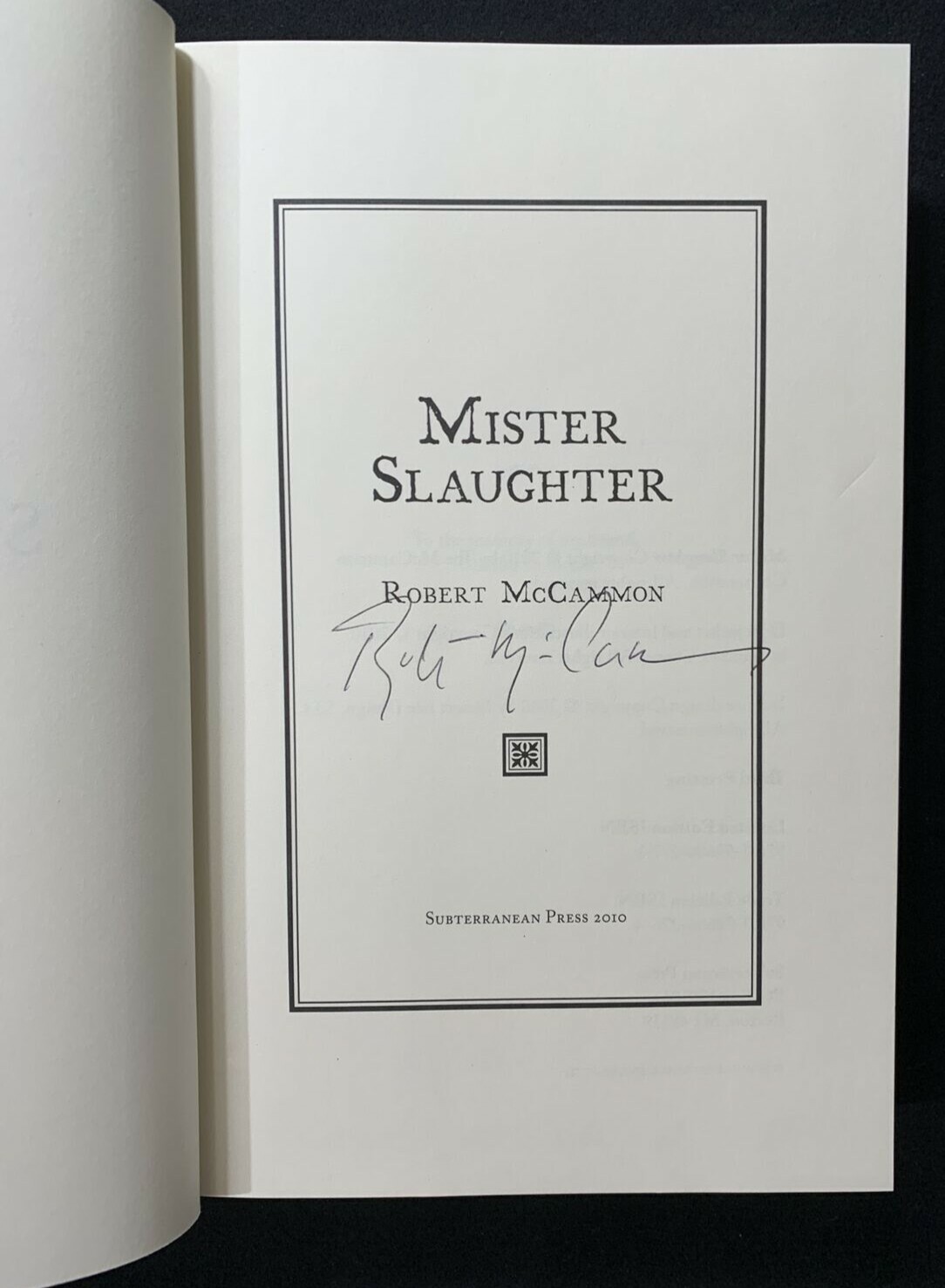 Cardinal Black & Mister Slaughter Signed Robert McCammon 1st Edition
