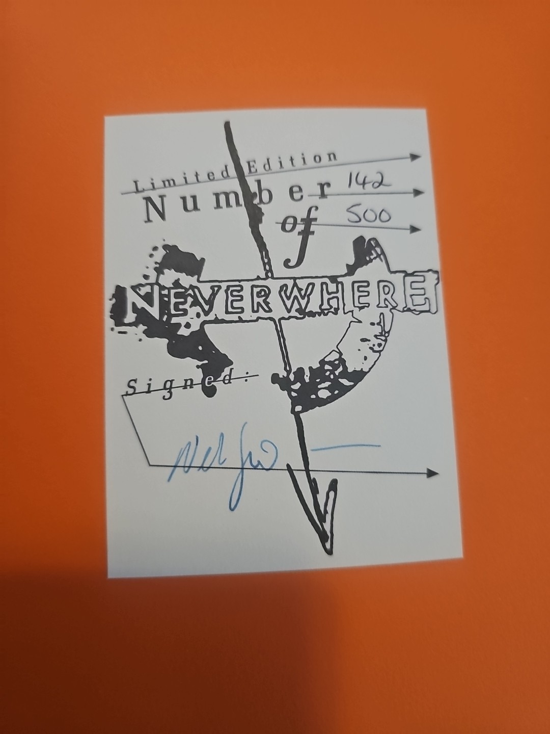 Neverwhere 1st/1st Signed Limited Edition 142 Of 500 Not Proce Clipped Excellent