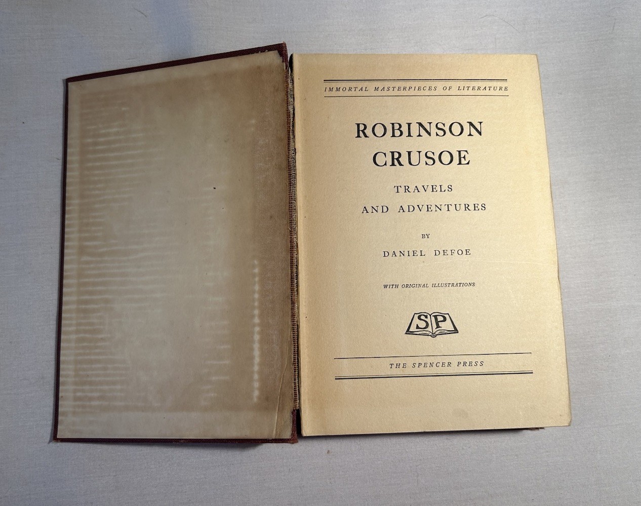 Vintage Book -Robinson Crusoe Travels and Adventures – Classic Hardcover 1937