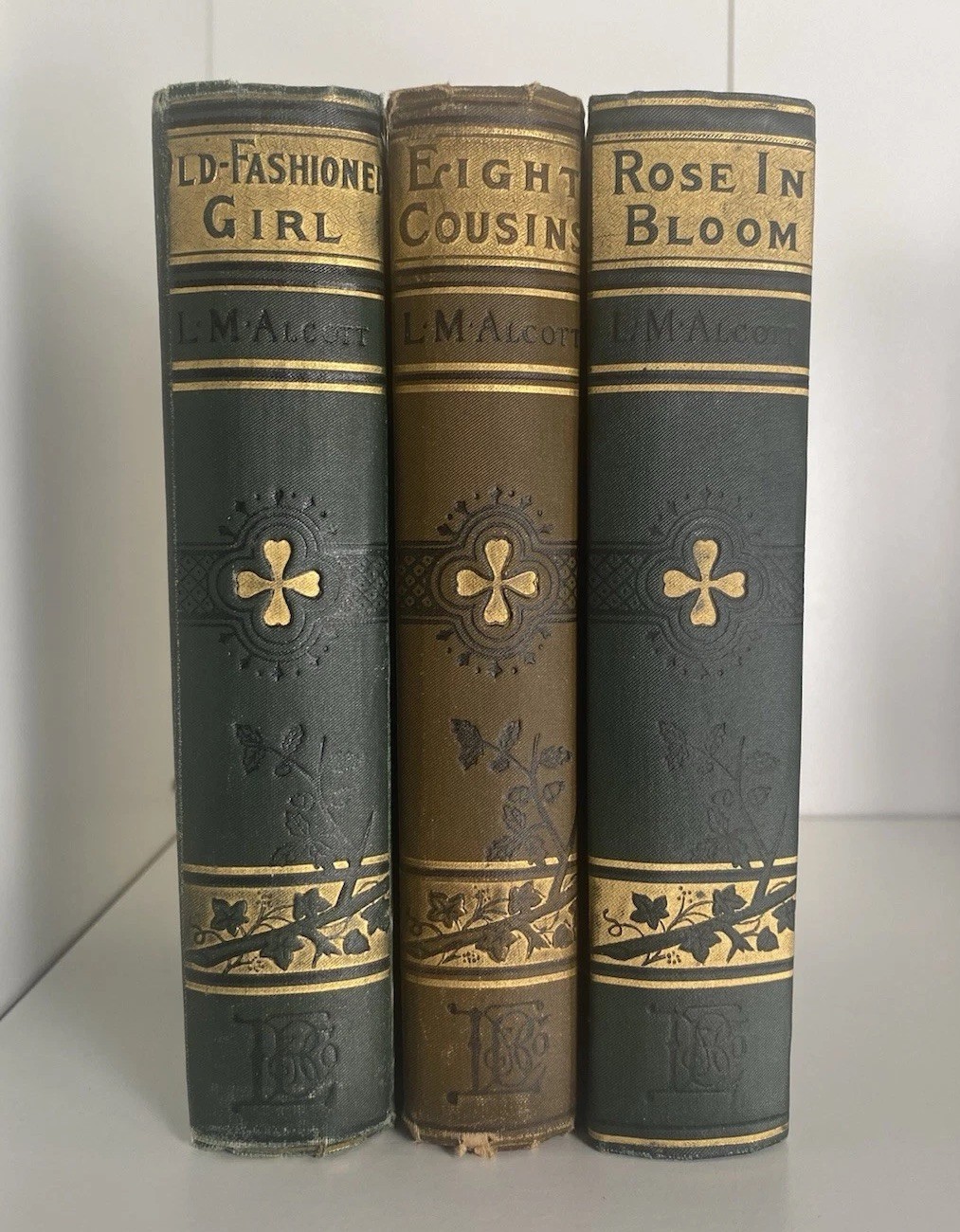 LM Alcott 3 ANTIQUE Books ca. 1900 Gilt Victorian Spines Rare Excel. Condition