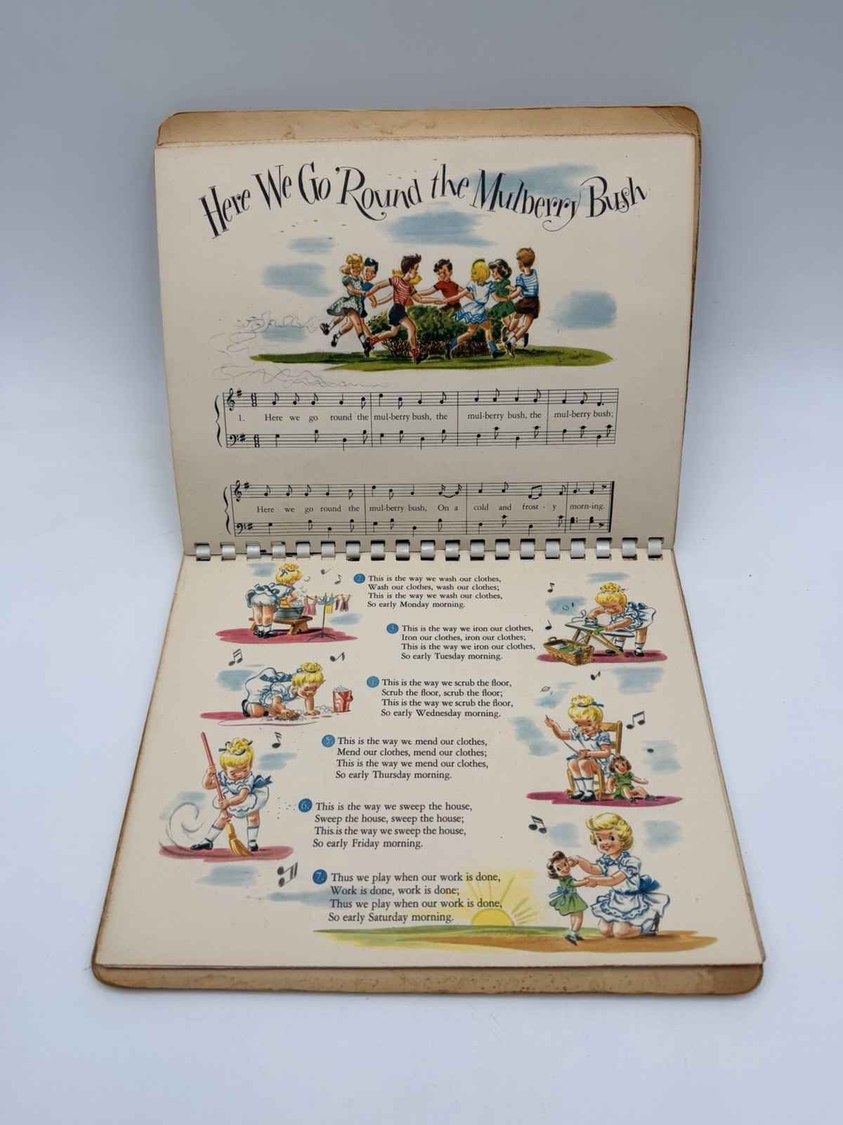 Vintage Play Time In Action Pop Up Book 1949 Softcover Spiral Bound Children’s B