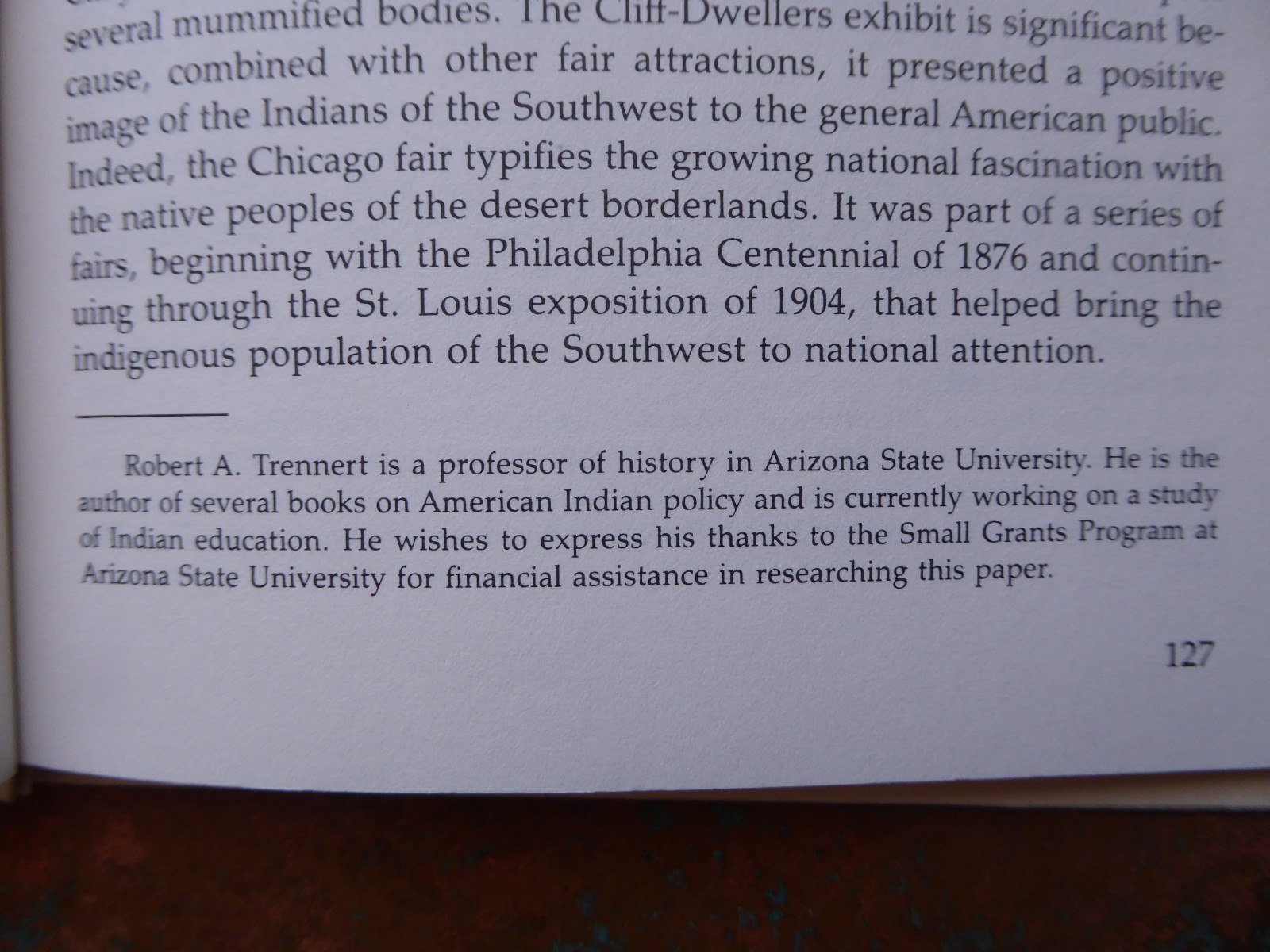 Fairs, Expositions, and the Changing Image of Southwestern Indians 1987 Paper