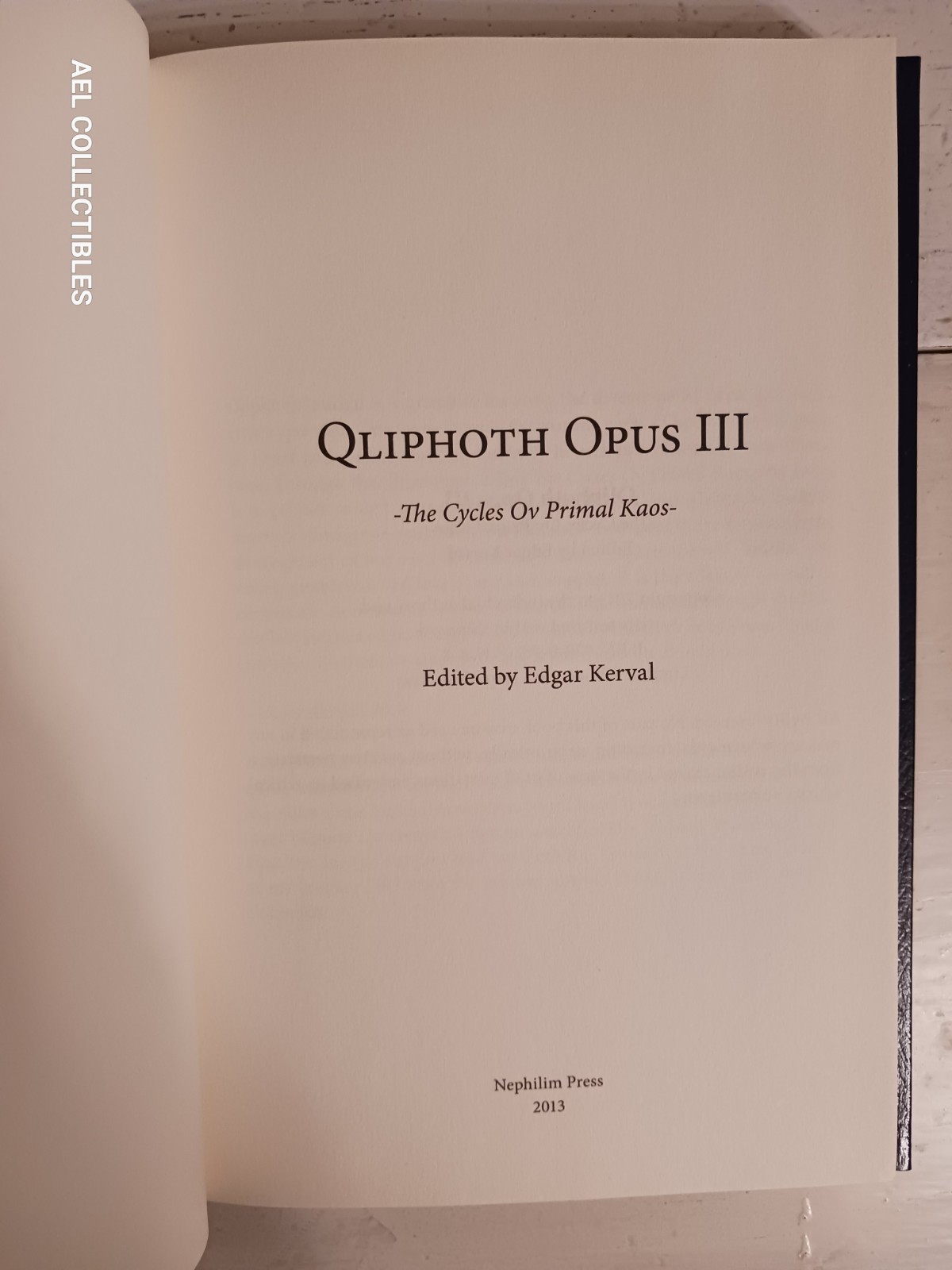 QLIPHOTH OPUS III Edgar Kerval & Various Nephilim Press 2013 Occult Magick VG+