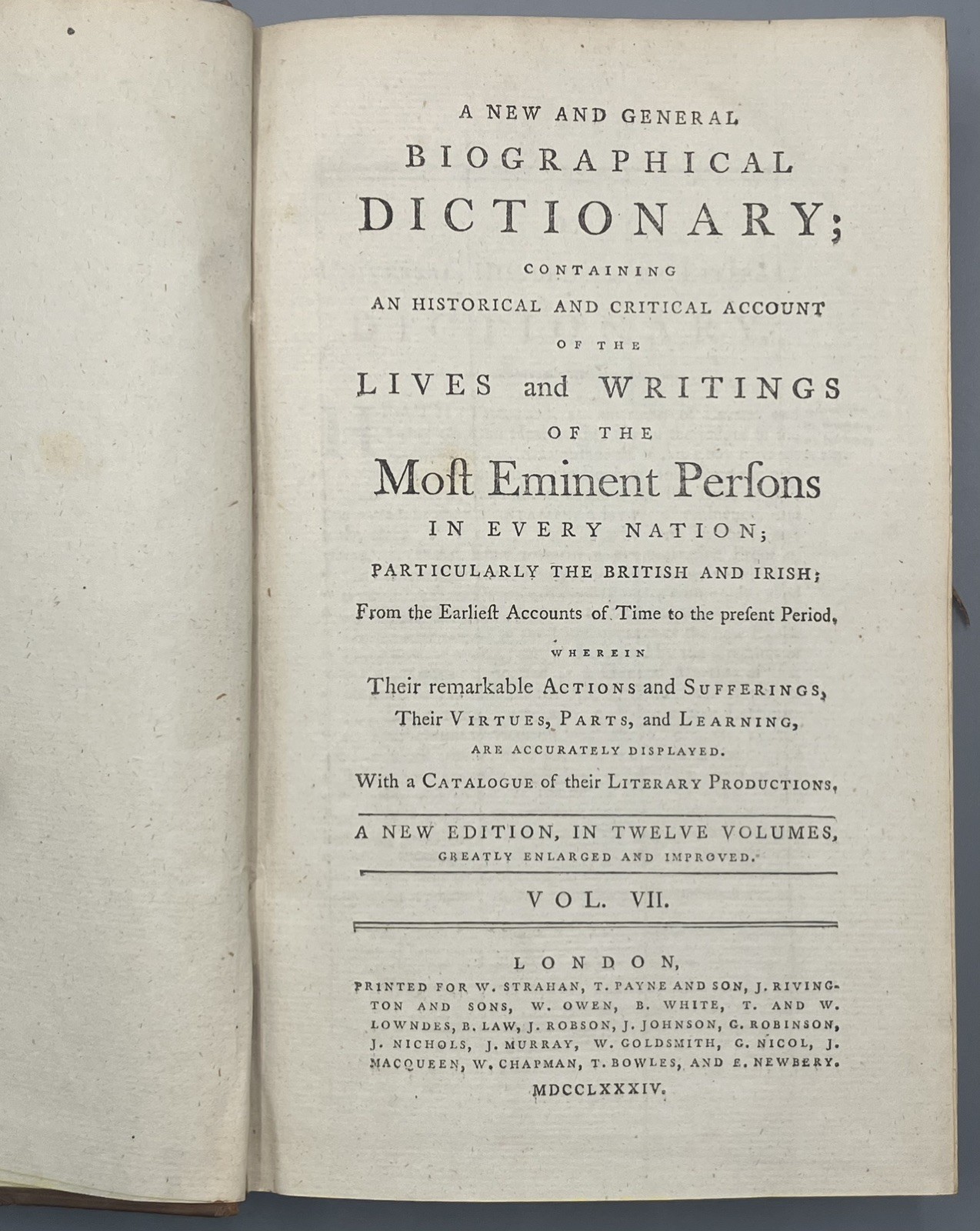 1784 New General Biographical Dictionary 12 Vols Fine Leather Bindings Tree Calf