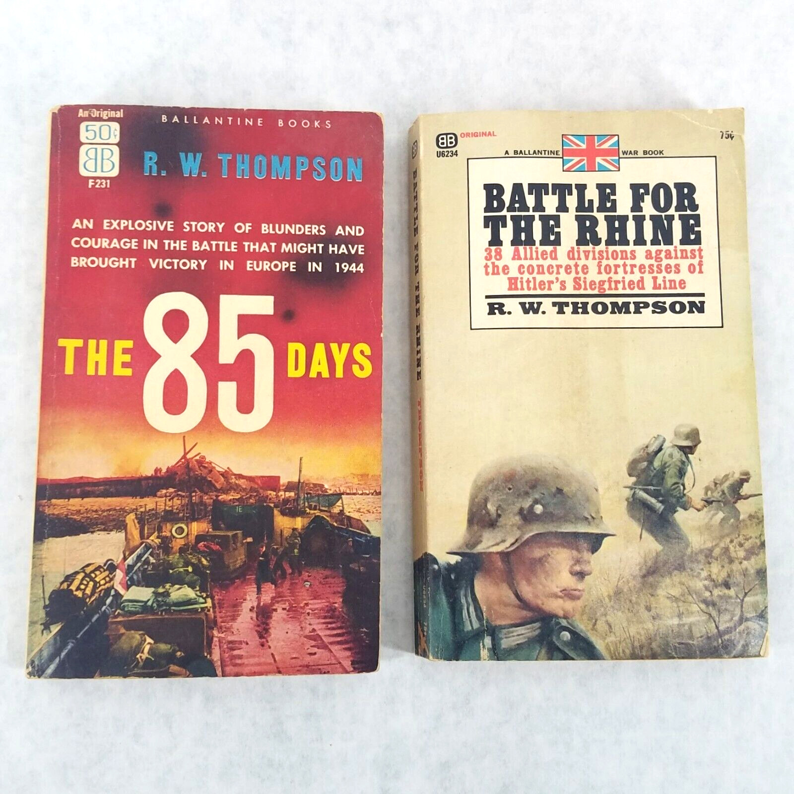 R W Thompson Lot of 2 Vintage Paperbacks – The 85 Days & Battle for the Rhine
