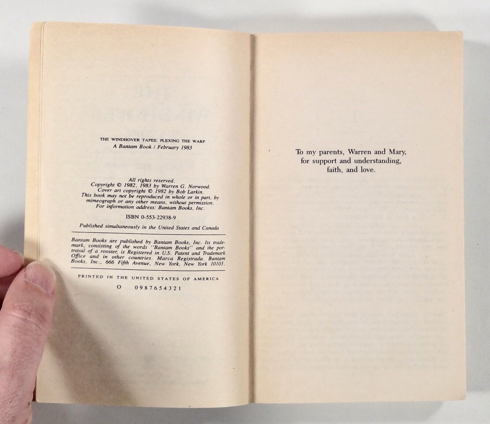 1983 Warren Norwood THE WINDHOVER TAPES: Flexing the Warp SCIENCE FICTION NOVEL