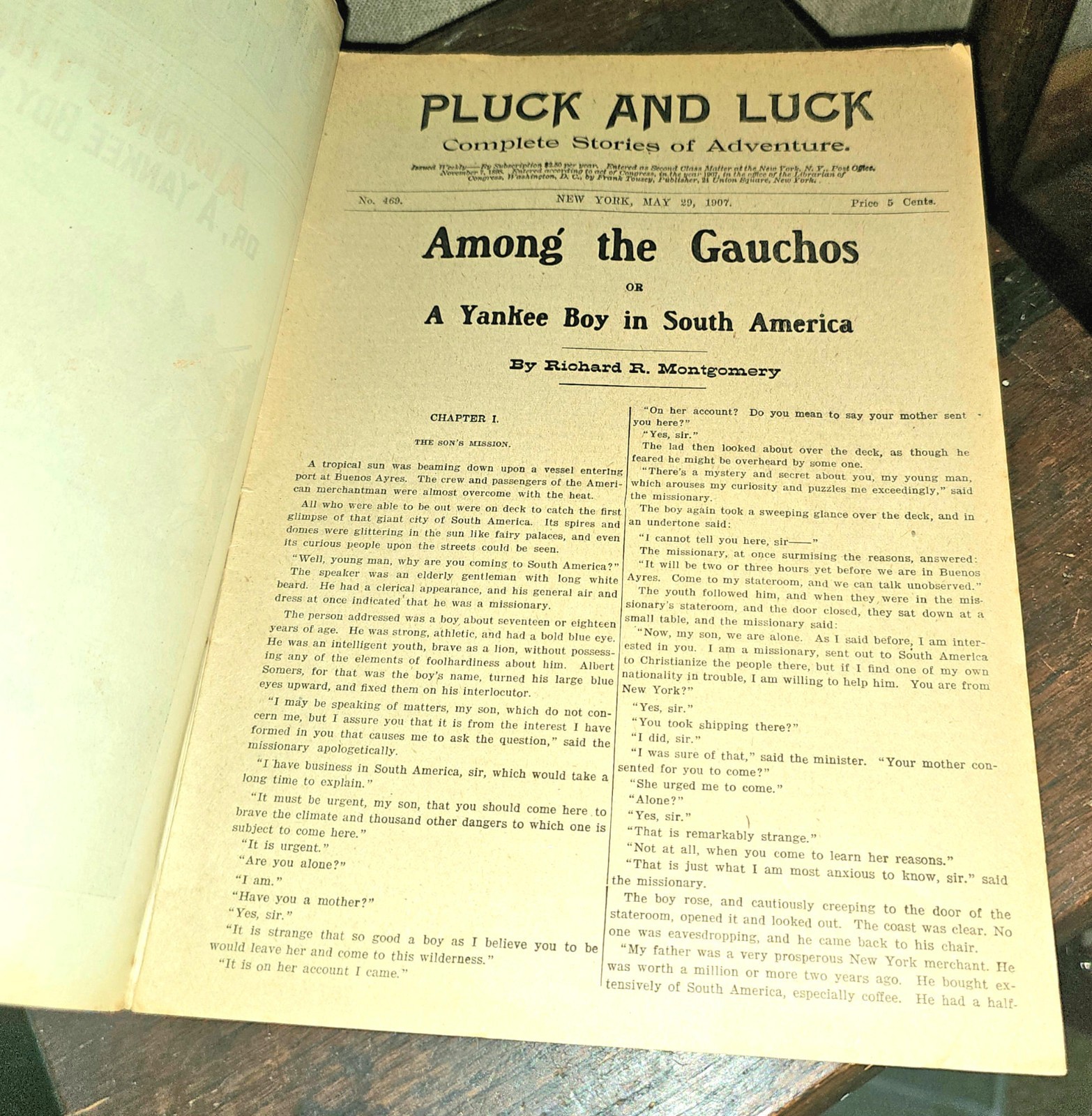 Pluck and Luck No 469 May 29 1907 Among The Gauchos Frank Tousey Dime Novel