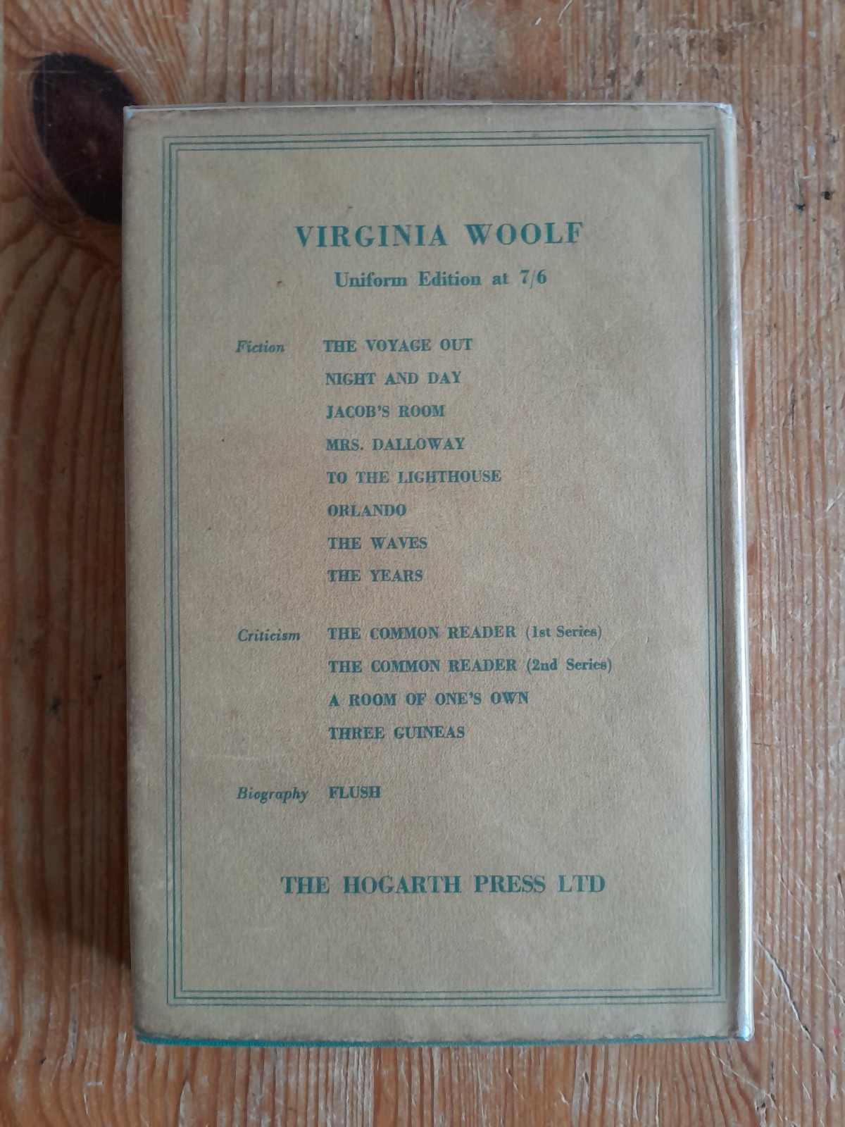 The Common Reader – Virginia Woolf The Hogarth Press Uniform Edition 1948 HB