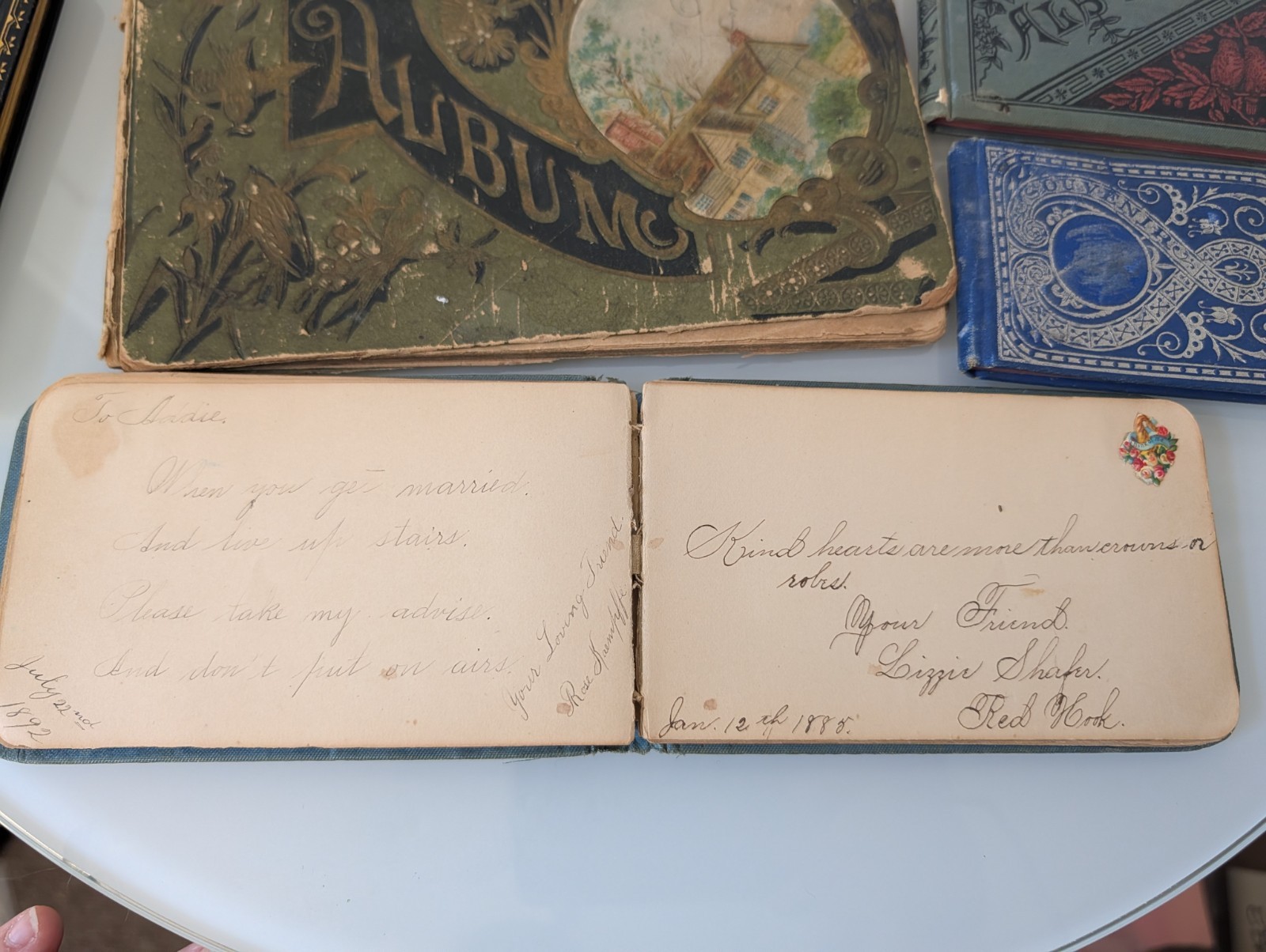 Vintage 1800’s Red Velvet Autograph Book Antique Signature Book Lot