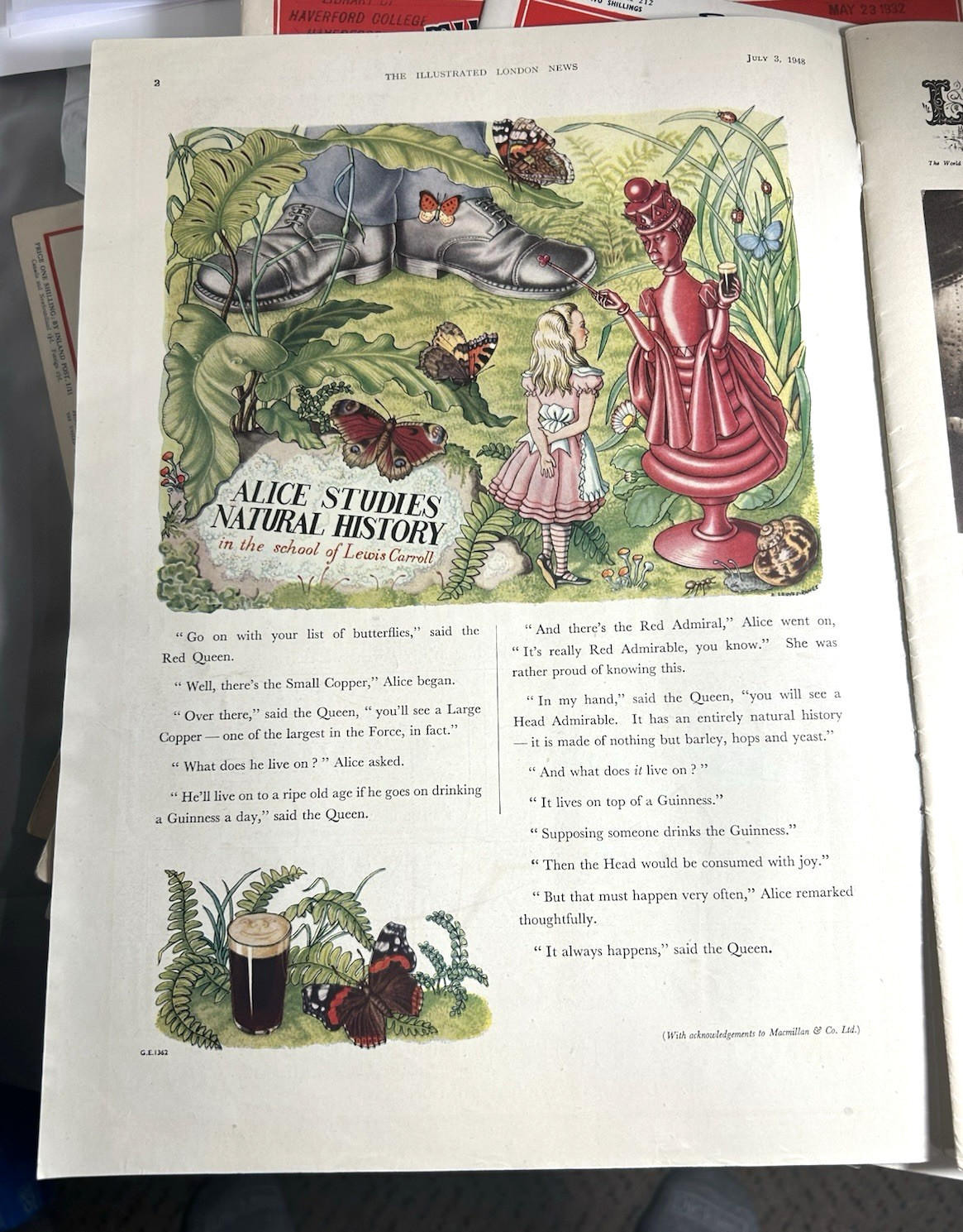 Guinness Alice Studies History Advert ILLUSTRATED LONDON NEWS July 3, 1948