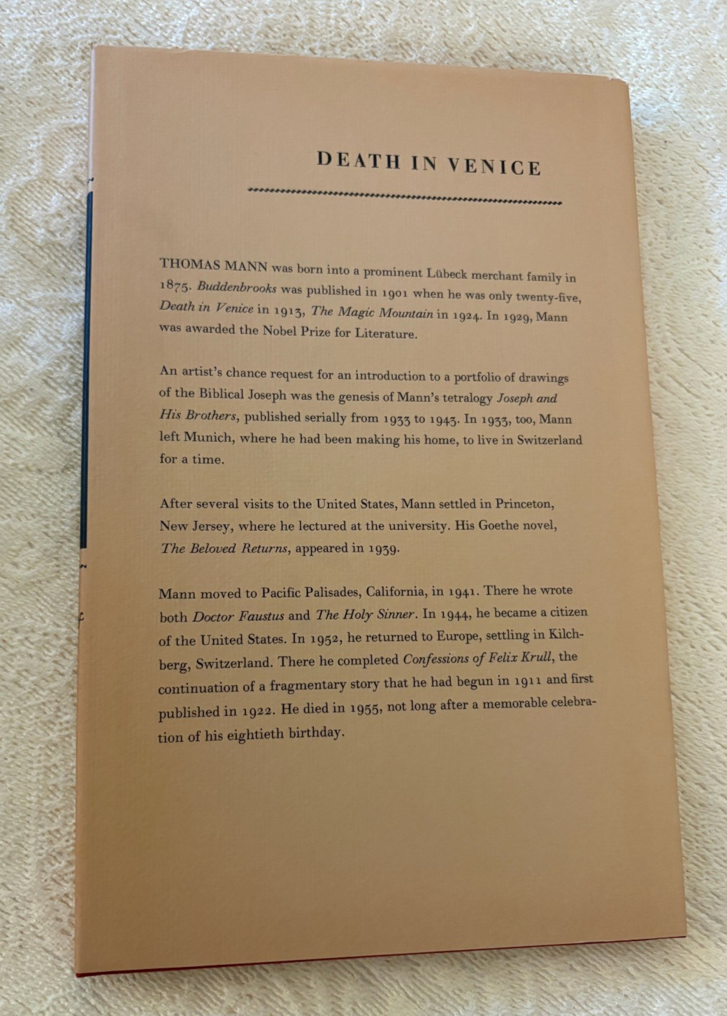 Thomas Mann, Death in Venice, NY, Knopf 1965, 1st thus in DJ and Slipcase