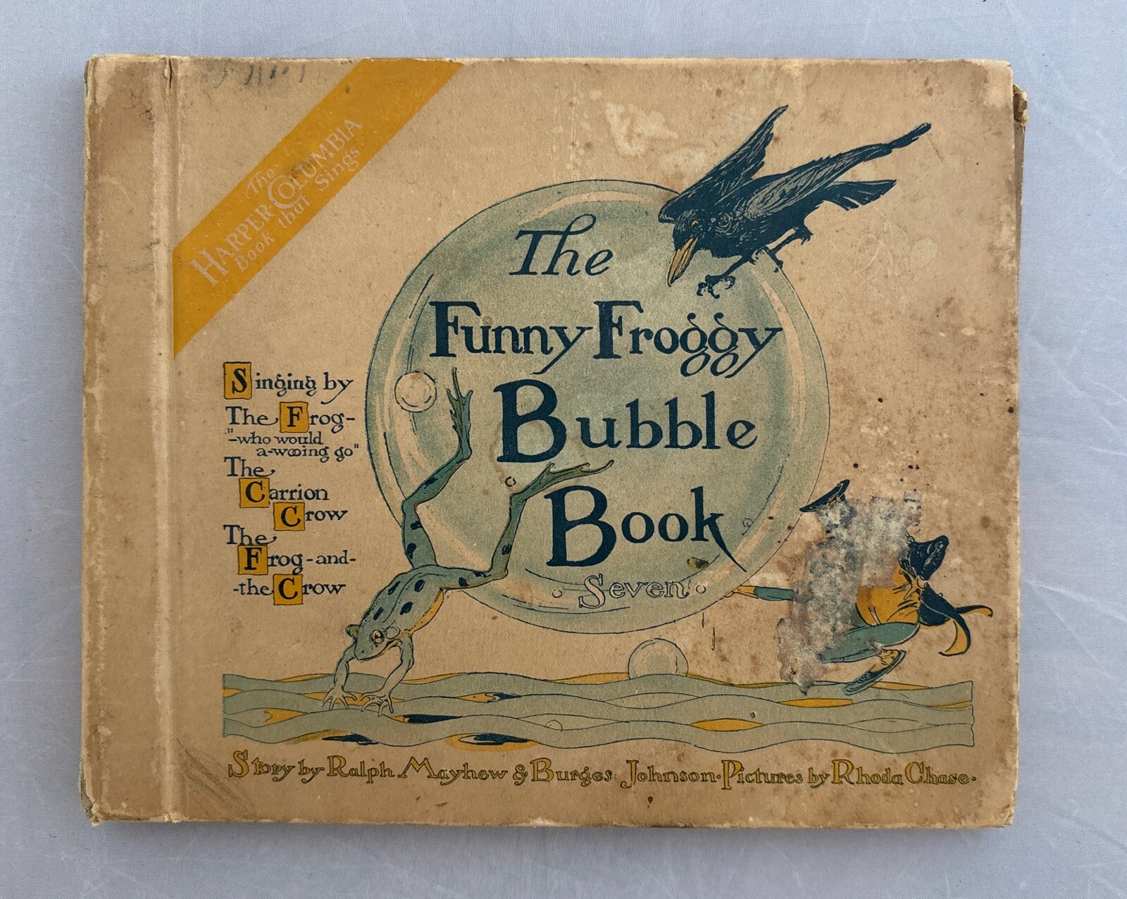 FUNNY FROGGY BUBBLE BOOK FROG & CROW 1919 HARPER COLUMBIA RECORD SINGING STORY