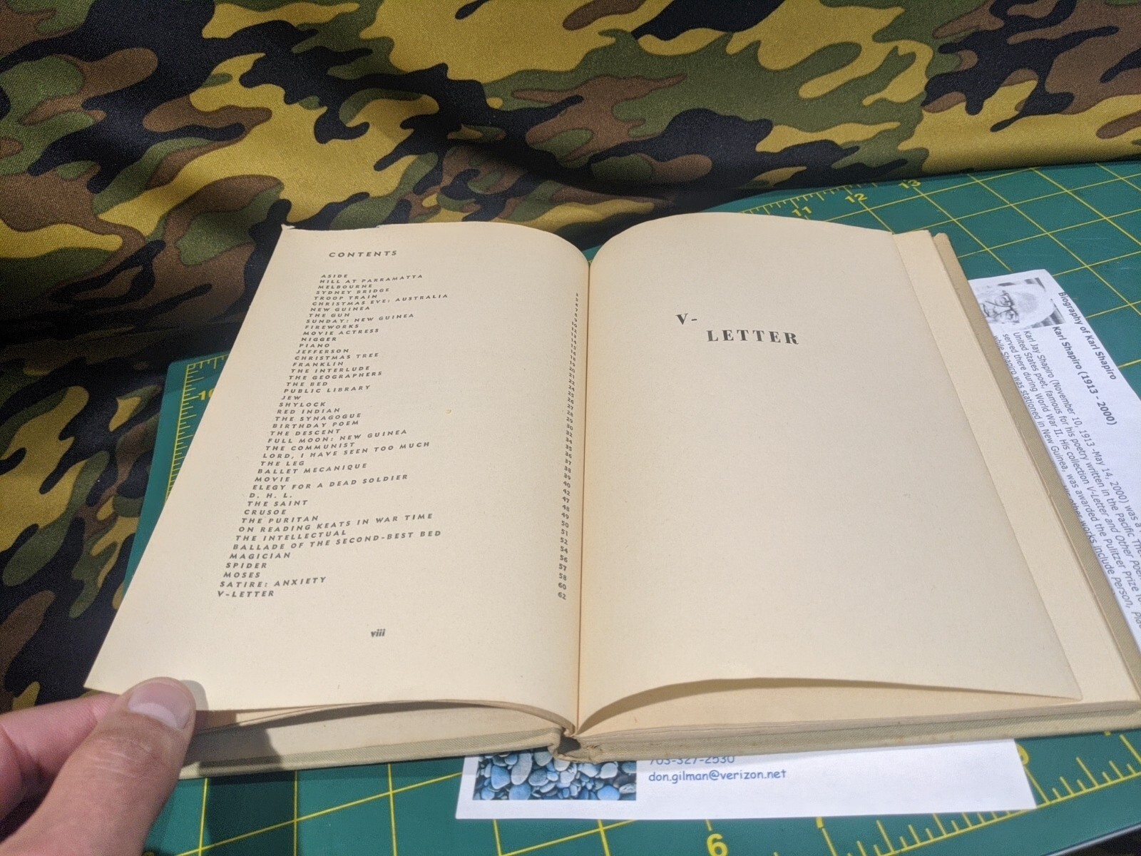 1944 V-Letter and Other Poems by Karl Shapiro FIRST EDITION Rare