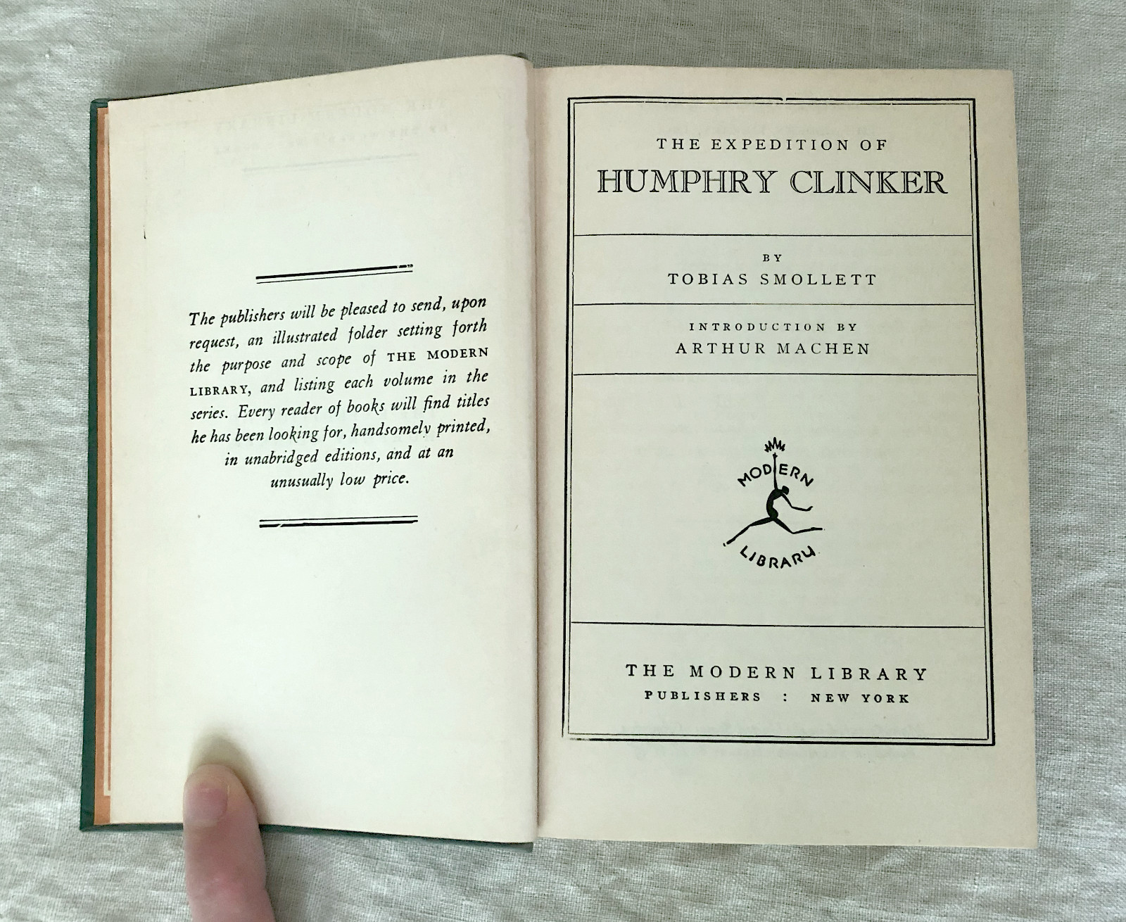 Humphry Clinker Modern Library #159 COMPLETE DUST JACKET HCDJ