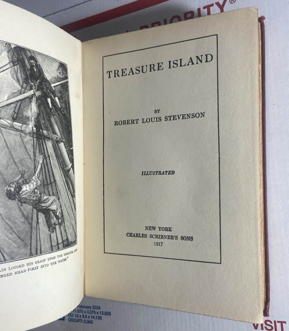 Treasure Island Robert Louis Stevenson 1917 Scribner’s HC Vintage Book – LOOK