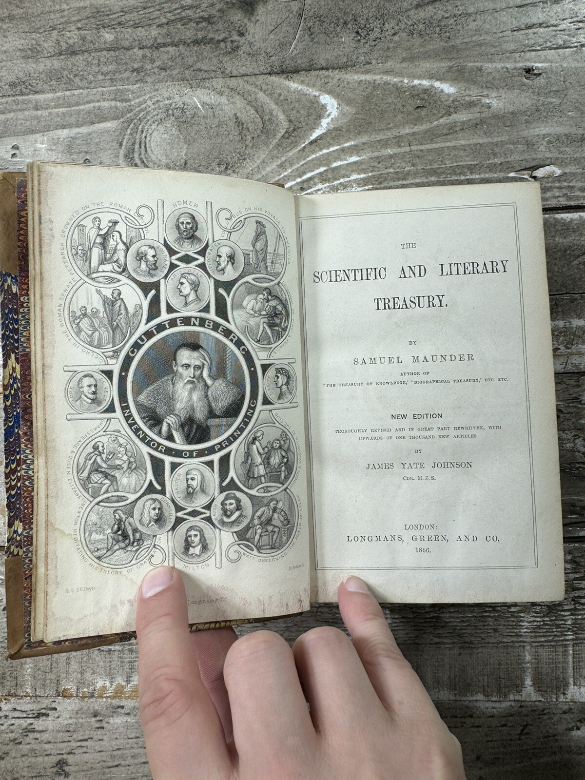 1866 Antique Reference Book „The Scientific & Literary Treasury“