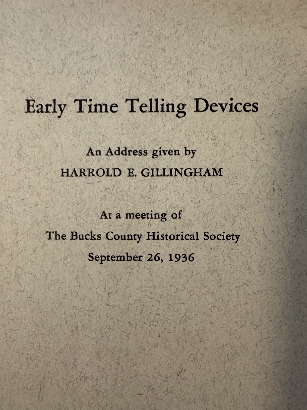 Early Time Telling Devices Gillingham 1936 Bucks County Historical sundial study