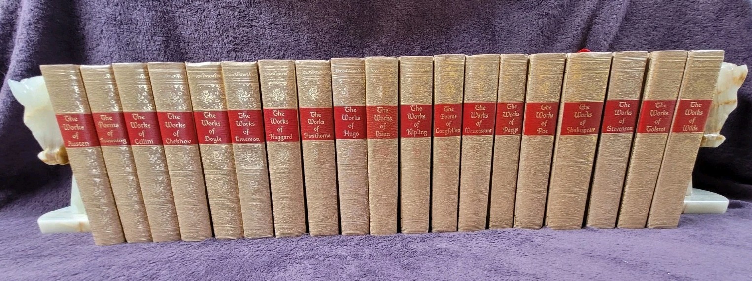 Vintage Blacks Readers Service Works Of Books Leather Bound Gold Trim LOT of 19
