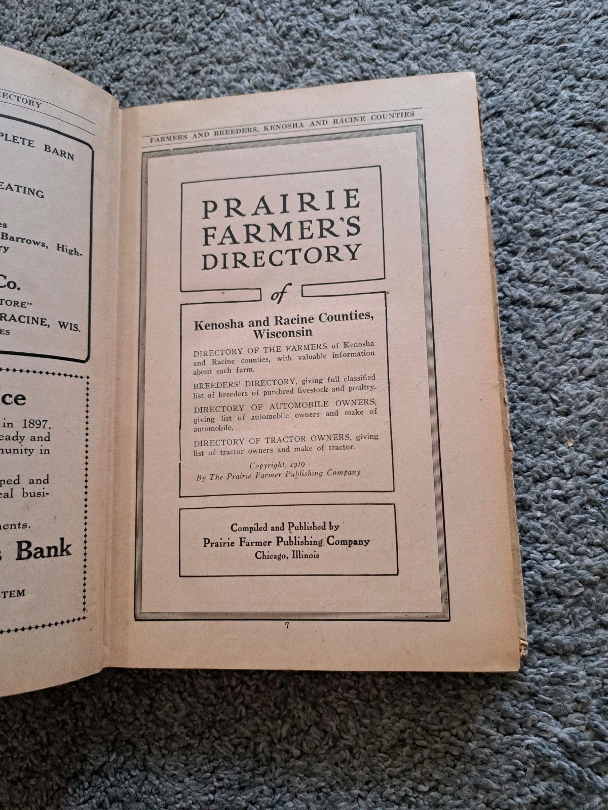 Prairie Farmer’s Directory Farmers Breeders Kenosha Racine County Wisconsin