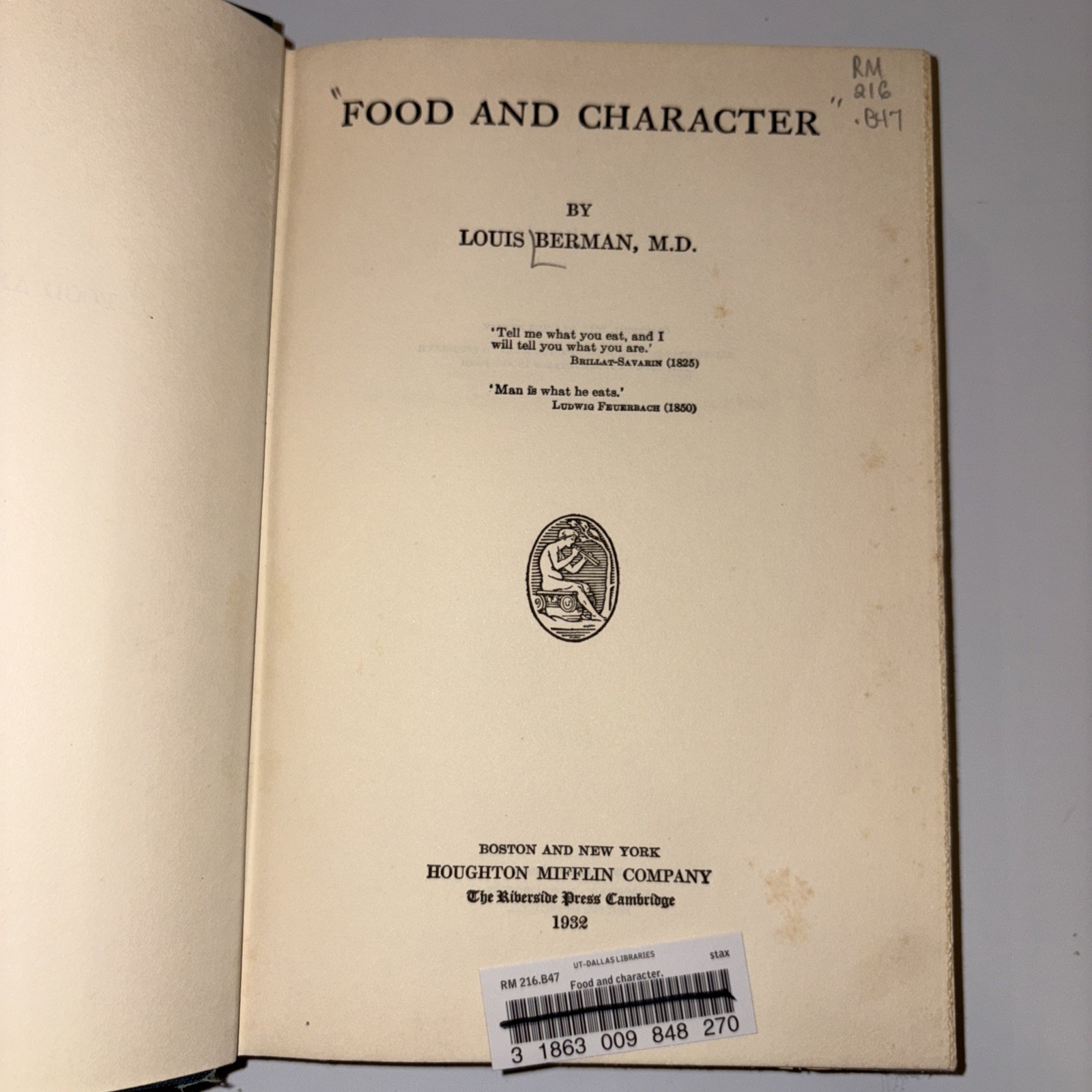Food and character by Berman 1932