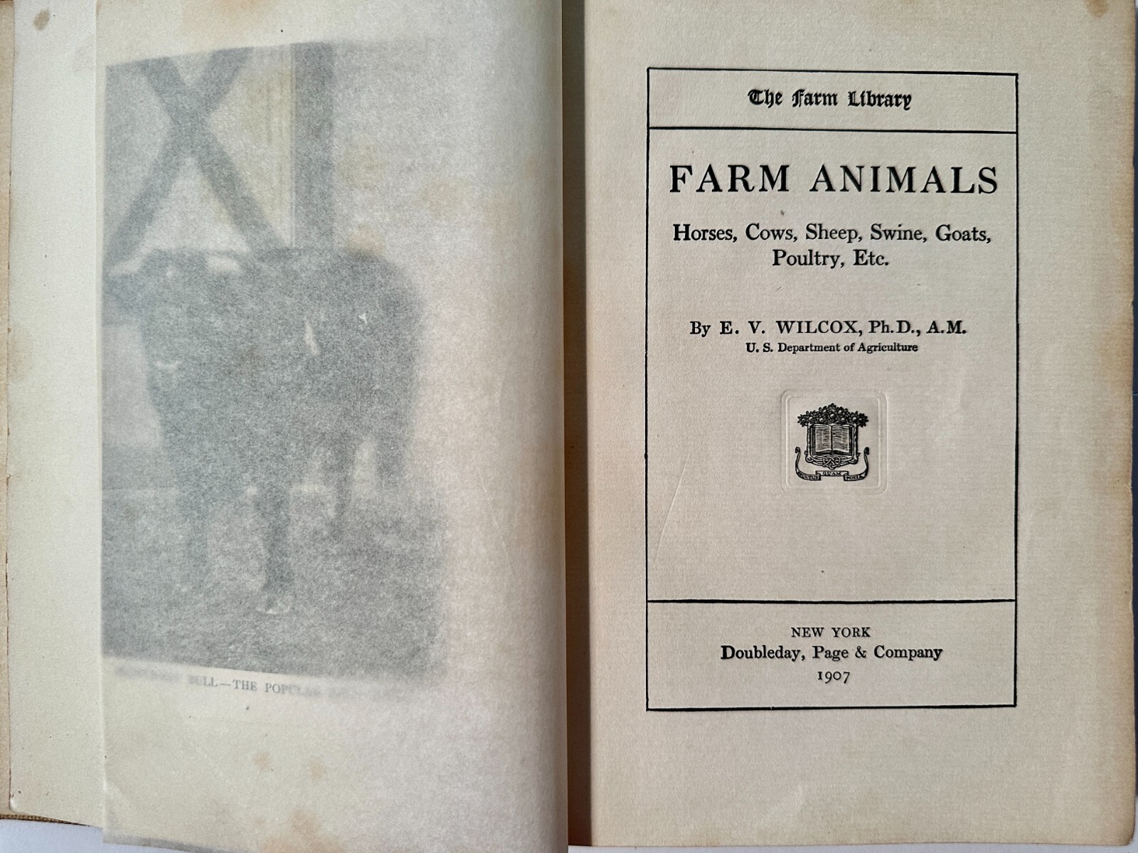 Farm Animals by E. V. Wilcox-Doubleday Page & Company-1907-SHIPS FREE!