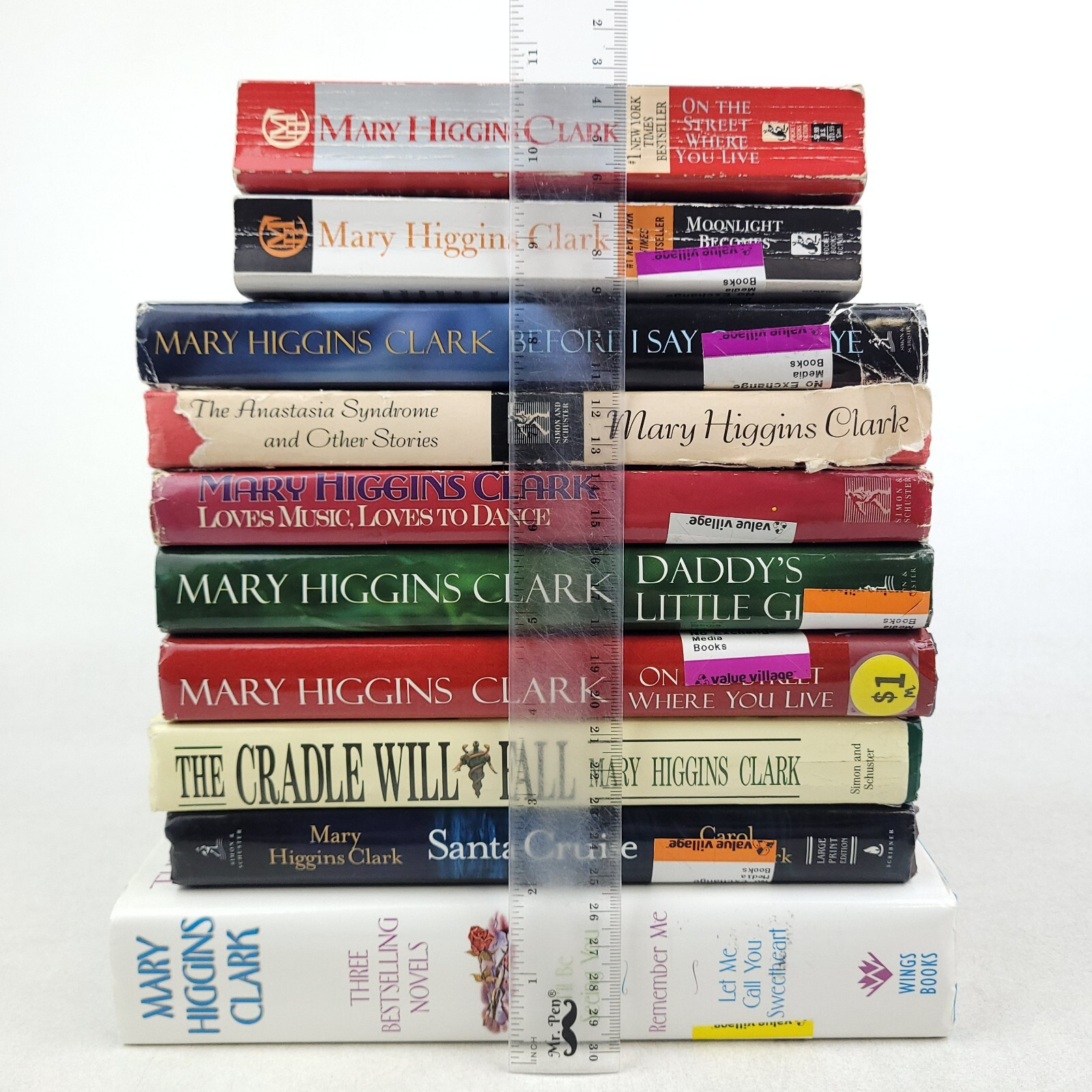 Mary Higgins Clark Lot of 10 HC/DJ Suspense Novels 1 LG Print, 1 3-in-1, 2 PPB