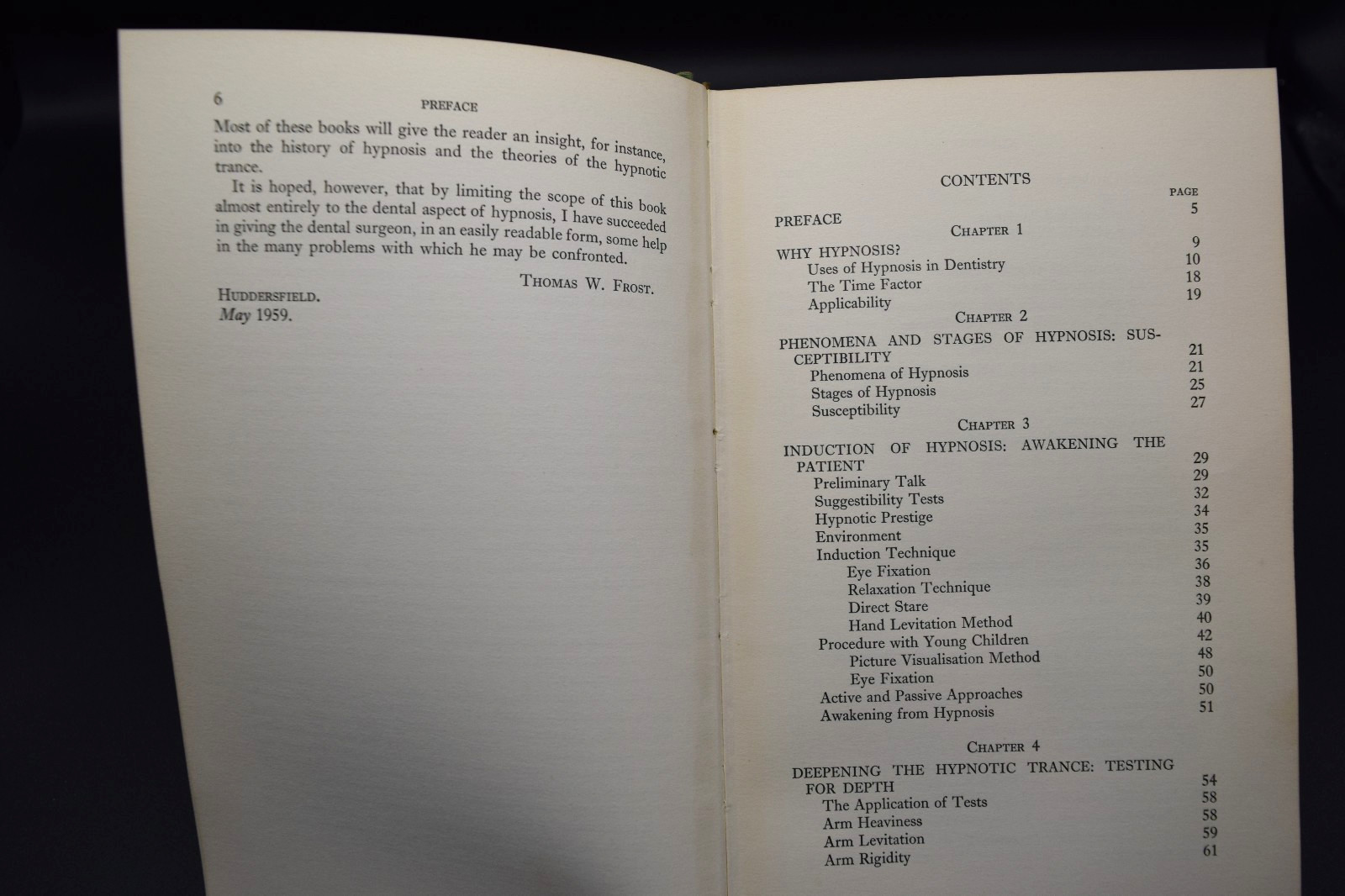 Hypnosis in General Dental Practice, Thomas W. Frost, HC 1959, 1st ed. – VG