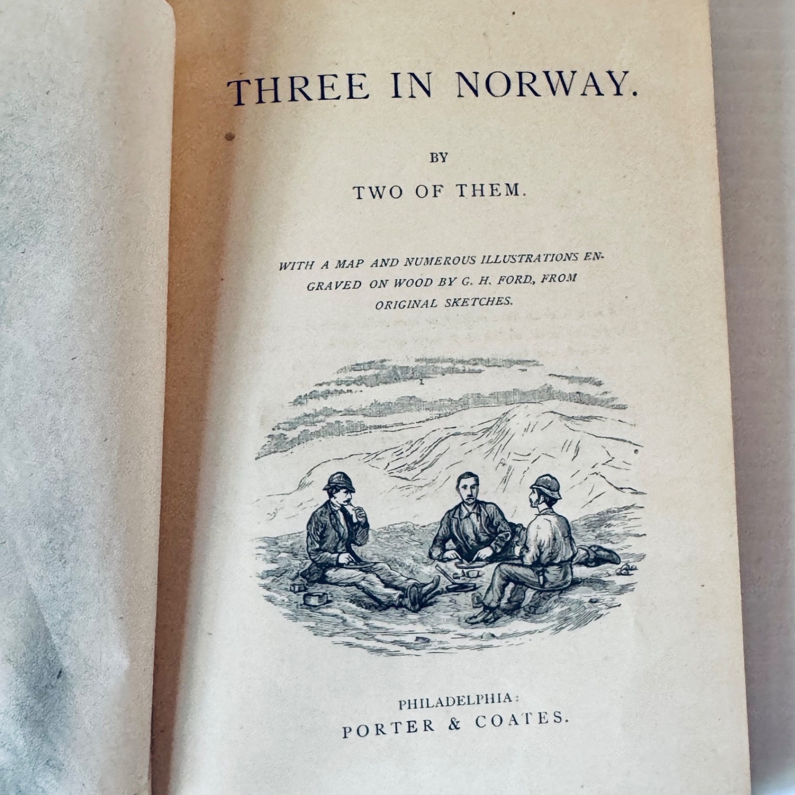 „Three in Norway“ Porter & Coates 1888 Edition Gilt Cover Map Illustrated RARE