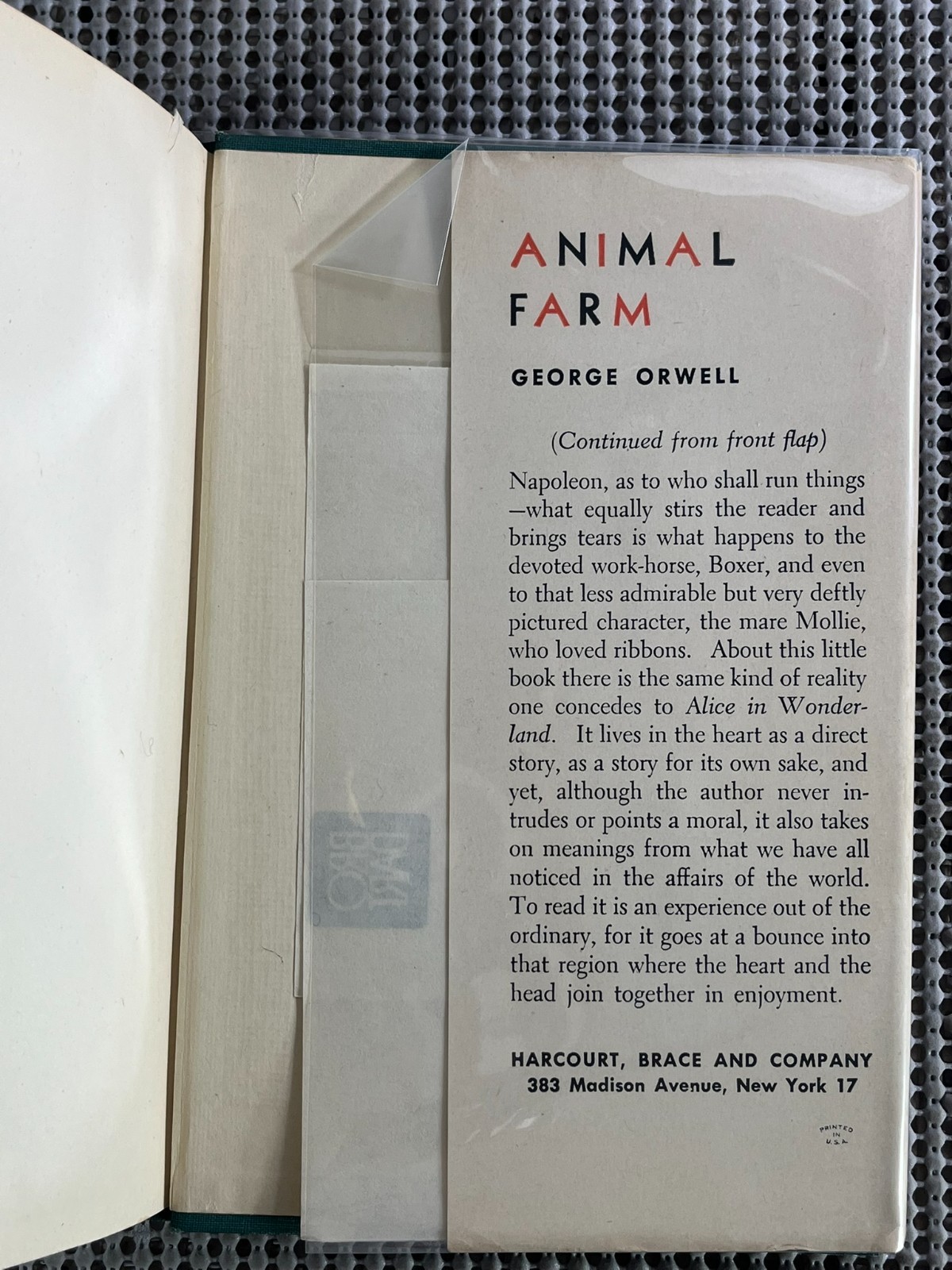 Political Satire & Allegory ~ Animal Farm ~ George Orwell ~ 1946 US HC DJ